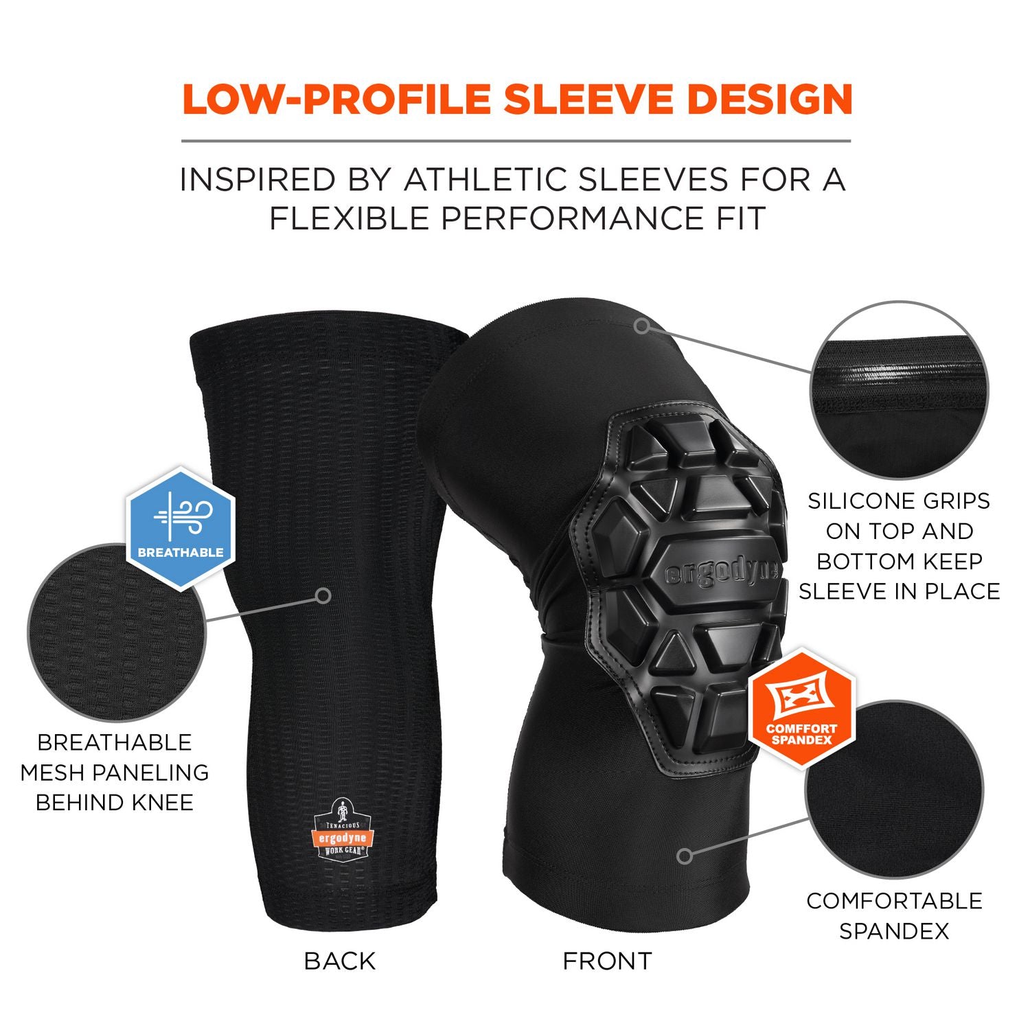 ProFlex 550 Padded Knee Sleeves with 3-Layer Foam Cap, Slip-On, X-Large+, Black, Pair