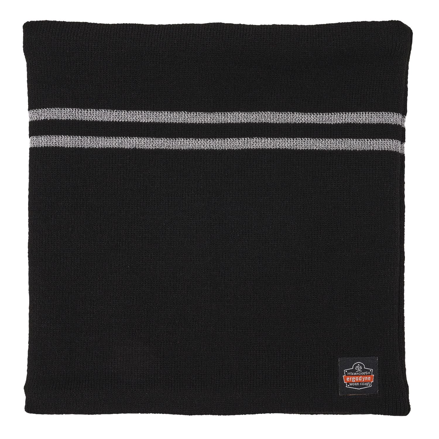 Ergodyne 6961 Reflective Winter Neck Gaiter, Fleece/Acrylic, Black, Knit, Stretchable, Snug Fit, Comfortable, 360° Reflective Stripes, One Size, Packaged Quantity: 1 Each