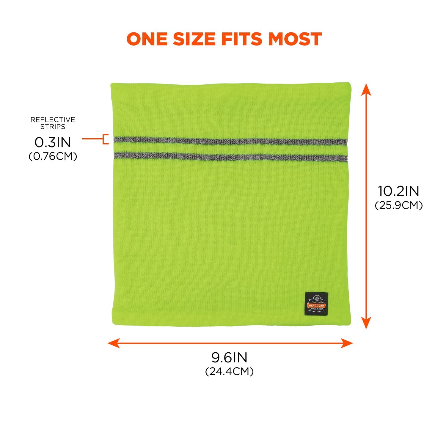 Ergodyne 6961 Reflective Winter Neck Gaiter, Fleece/Acrylic, Lime, Knit, Stretchable, Snug Fit, Comfortable, 360° Reflective Stripes, One Size, Pack of 1