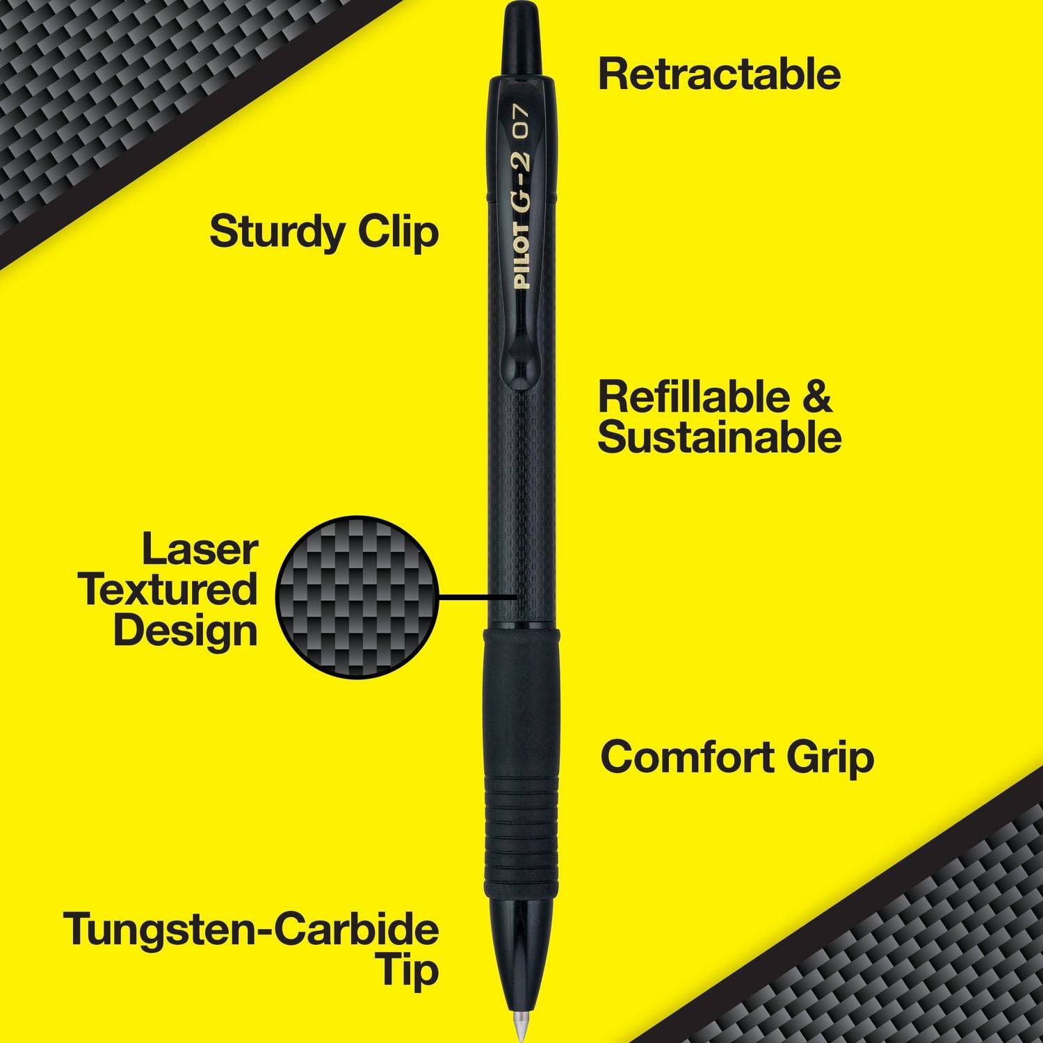 Pilot Gel Pens - 0.7 mm Fine Pen Point - Refillable - Black Ink - Gel-based - Tungsten Carbide Tip - Writing - 36 / Pack