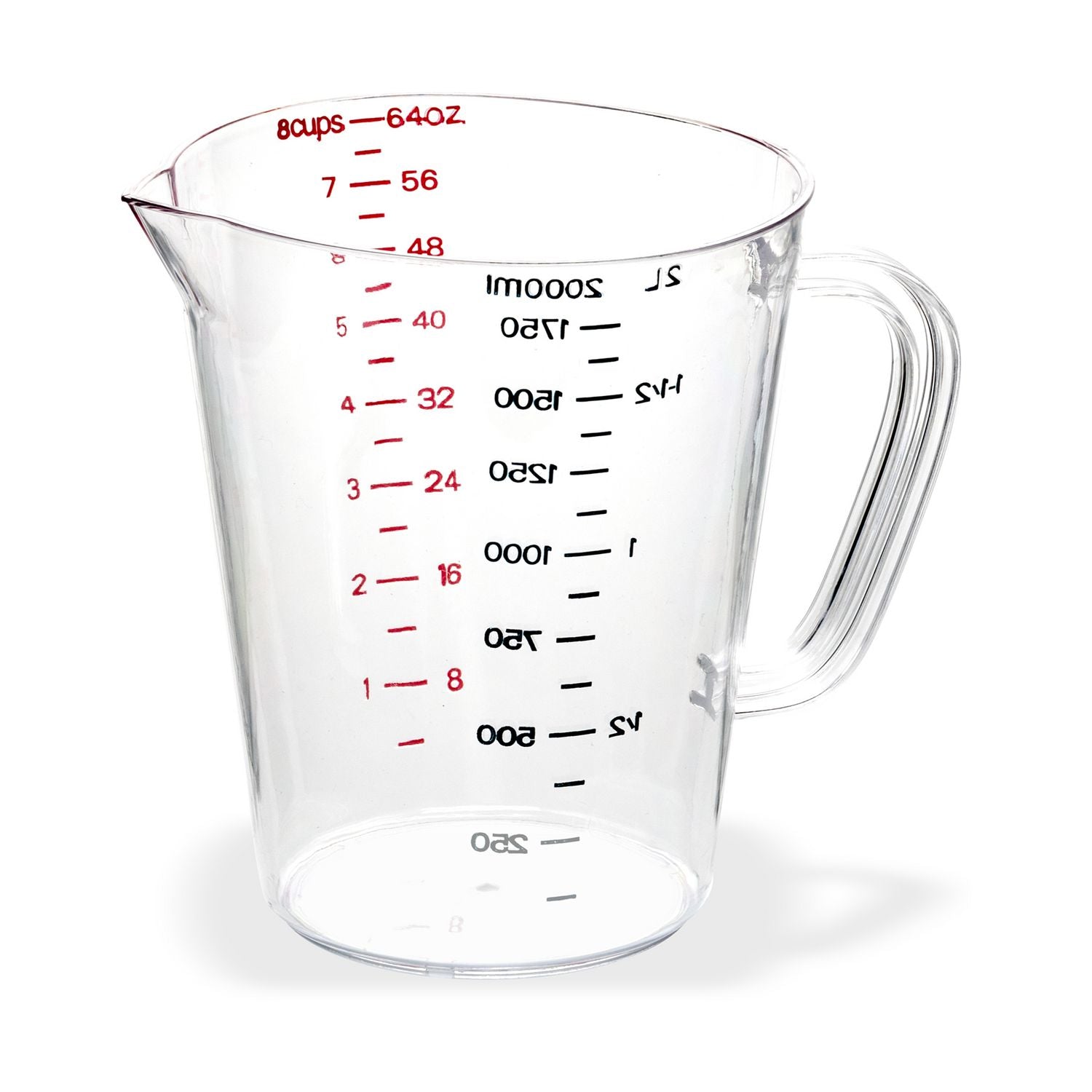 Commercial Measuring Cup, 0.5 gal, Plastic, Clear