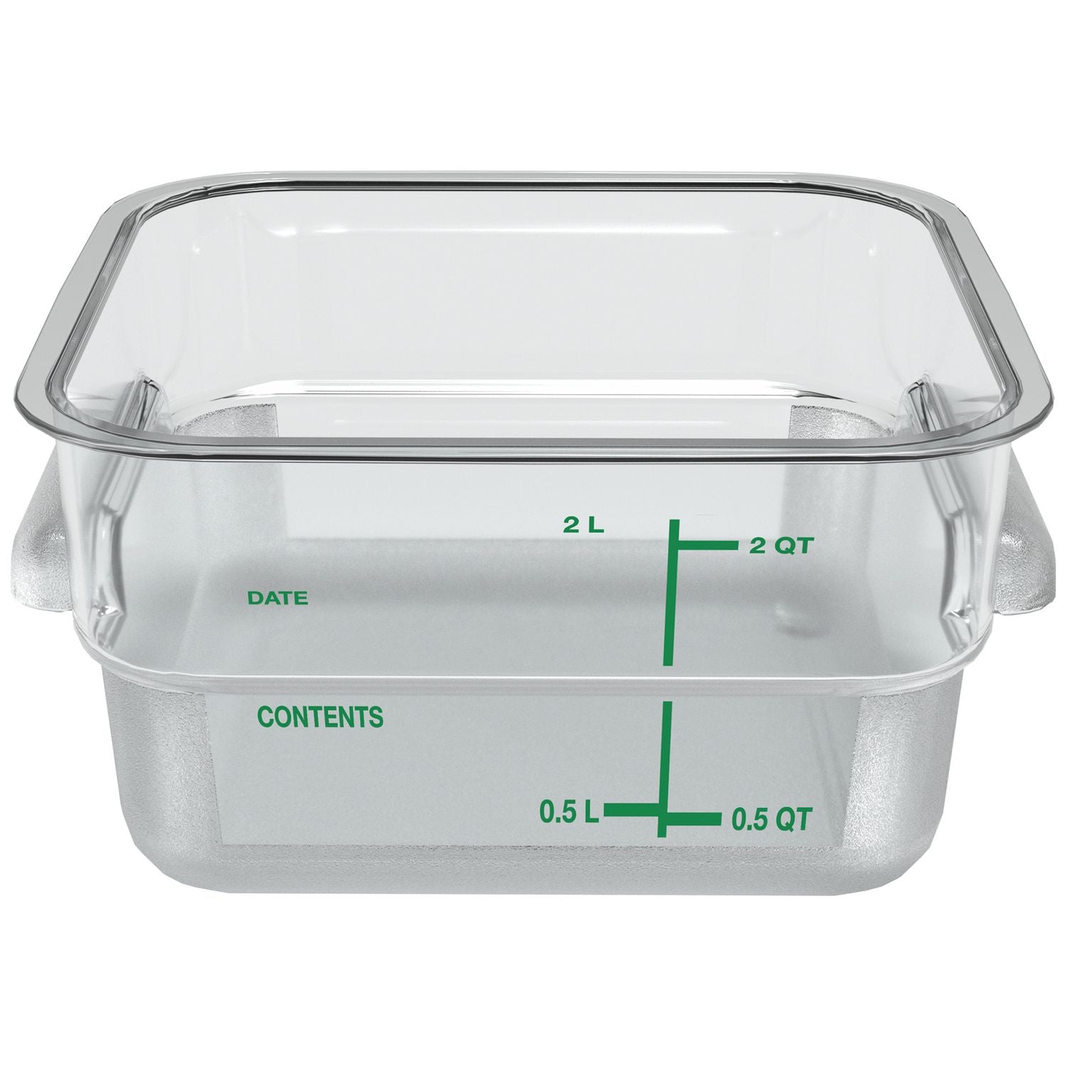 Squares Polycarbonate Food Storage Container, 2 qt,  7.13 x 7.13 x  3.8, Clear, Plastic