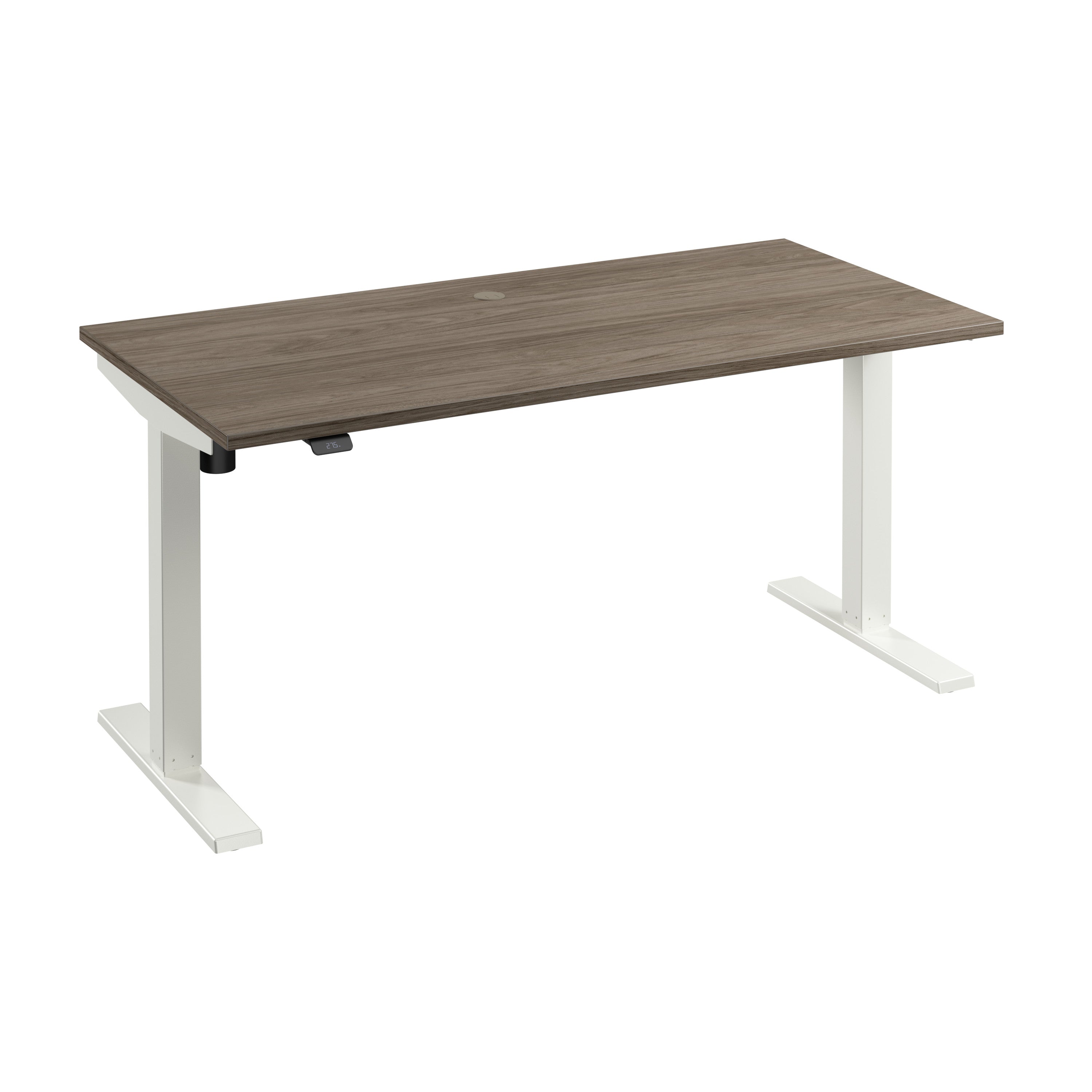 Bush Business Furniture Move 40 Series 60W x 30D Electric Height Adjustable Standing Desk in Modern Hickory with White Base - 59.45" Width x 29.37" Depth x 28.17" Height