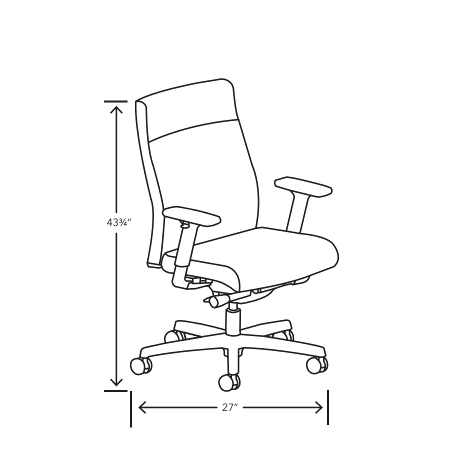 HON Ignition 2.0 Chair - Blue Seat Color - Vinyl Seat Material - Blue Back Color - Vinyl Back Material - Black Frame Color - Plastic Frame Material - High Back - 5-star Base - Blue - Vinyl, Plastic - Armrest - 1 Each