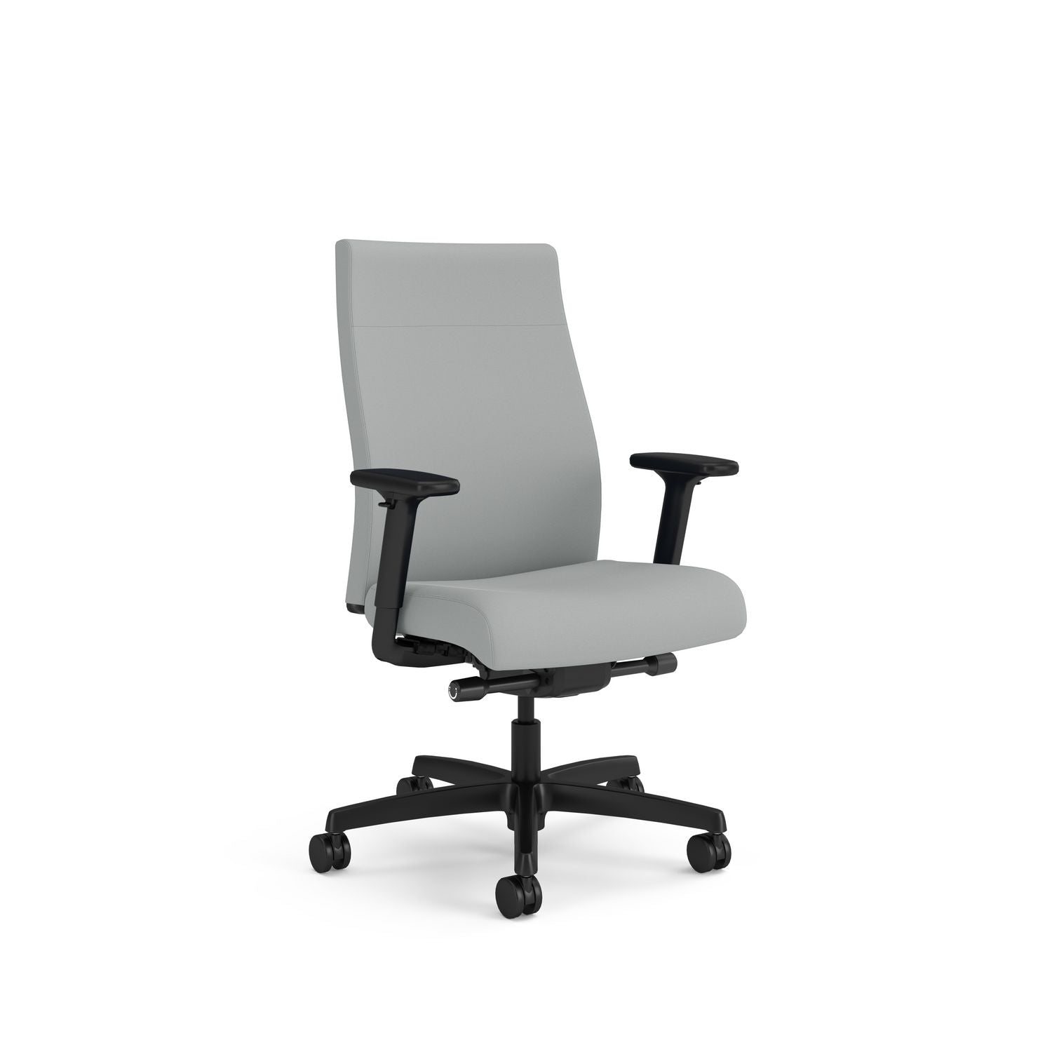 HON Ignition 2.0 Chair - Gray Seat Color - Vinyl Seat Material - Black Back Color - Vinyl Back Material - Black Frame Color - Plastic Frame Material - High Back - 5-star Base - Gray - Vinyl - Armrest - 1 Each