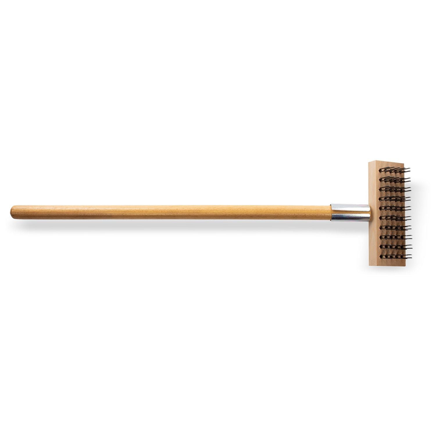 Sparta Broiler Master Grill Brush and Scraper with Handle, Metal Bristles, 30", Natural Wood Handle