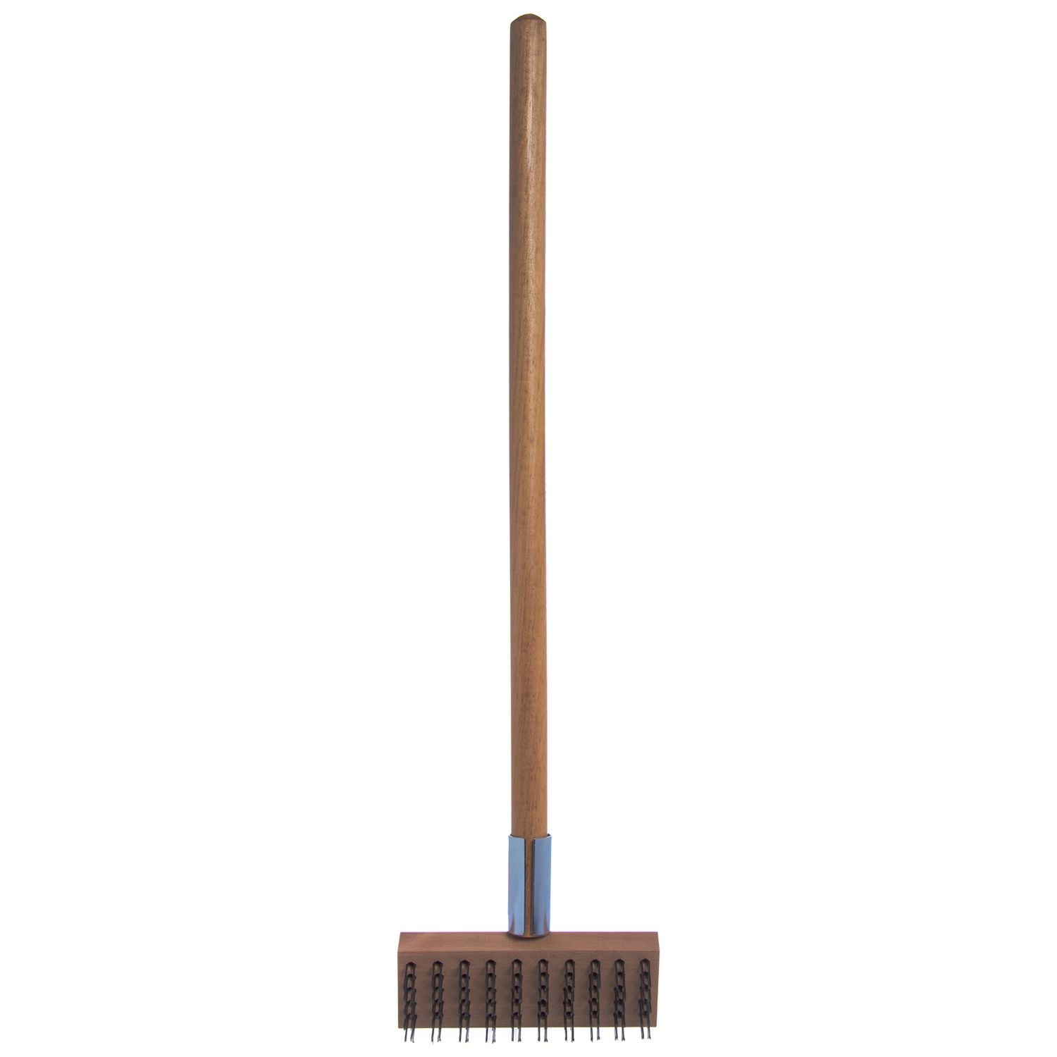 Sparta Broiler Master Grill Brush and Scraper with Handle, Metal Bristles, 30", Natural Wood Handle