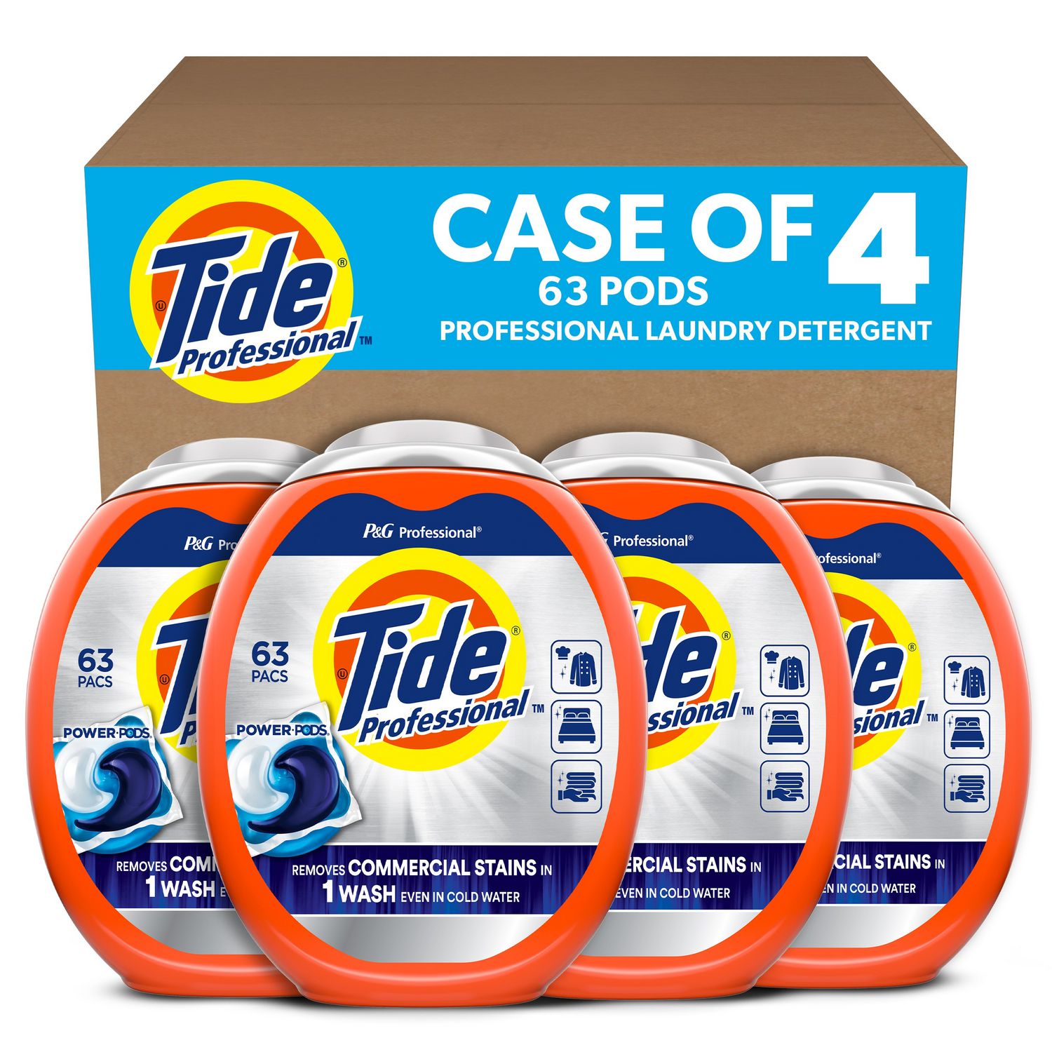 Tide Power-Pods Laundry Detergent, Concentrated Pods, Orange, PVC Free, Phthalate-free, Triclosan-free, 63 Pods per Pack