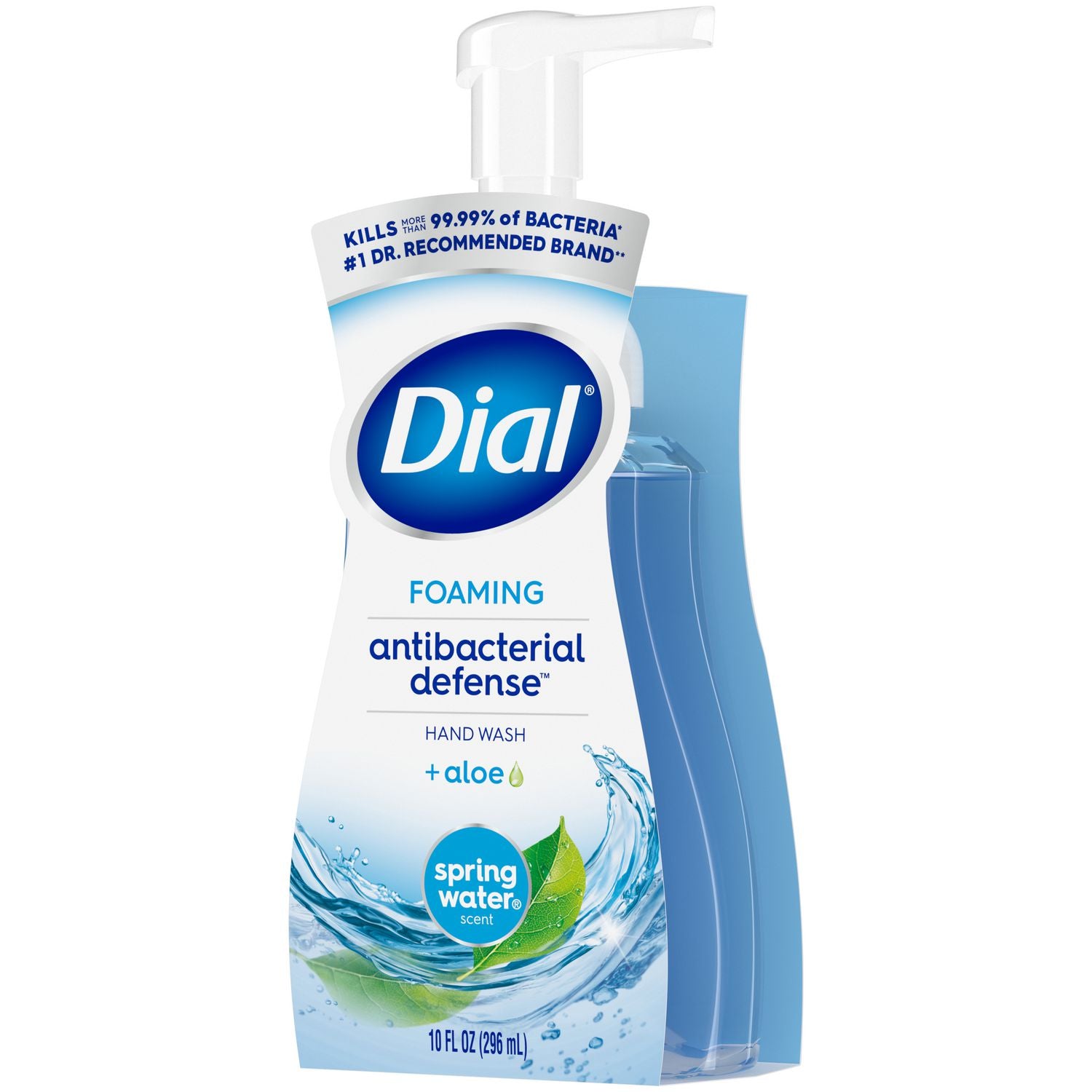 Dial Complete Spring Water Foaming Soap, Antibacterial, 10 fl oz Pump Bottle, Light Blue, Scented, pH Balanced, Paraben-free, Phthalate-free, Silicone-free, 1 Each