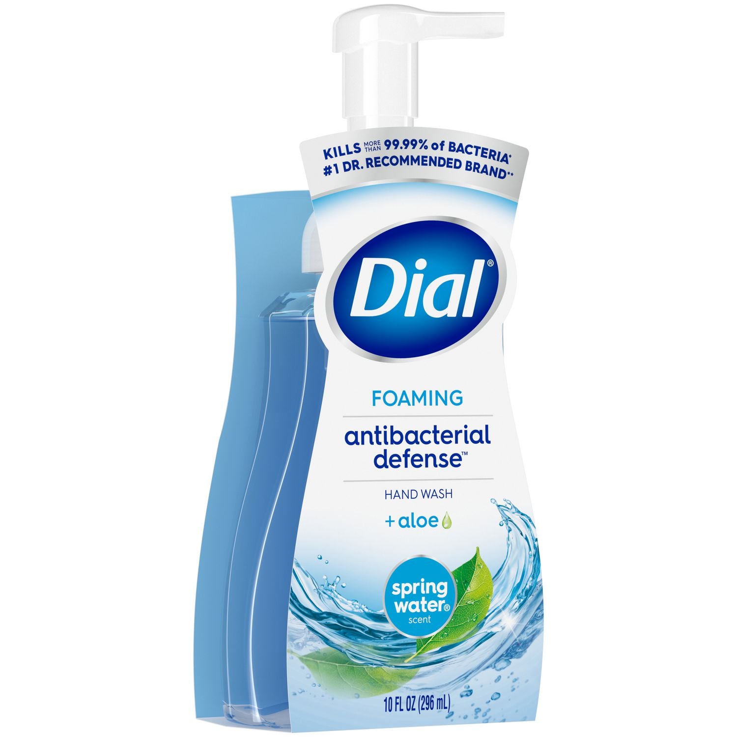 Dial Complete Spring Water Foaming Soap, Antibacterial, 10 fl oz Pump Bottle, Light Blue, Scented, pH Balanced, Paraben-free, Phthalate-free, Silicone-free, 1 Each