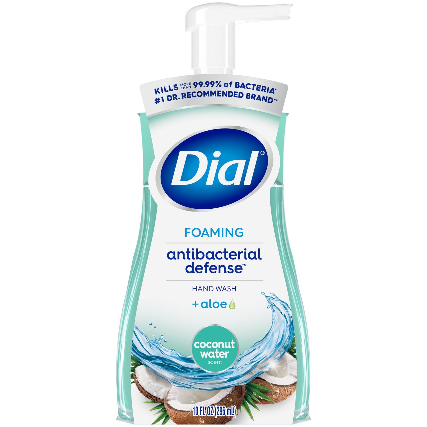 Dial Complete Original Foam Hand Wash Pump, Coconut Water Scent, 10 fl oz, Antibacterial, Moisturizing, Clear, Cruelty-free, pH Balanced, Sulfate-free, Paraben-free, 1 Each