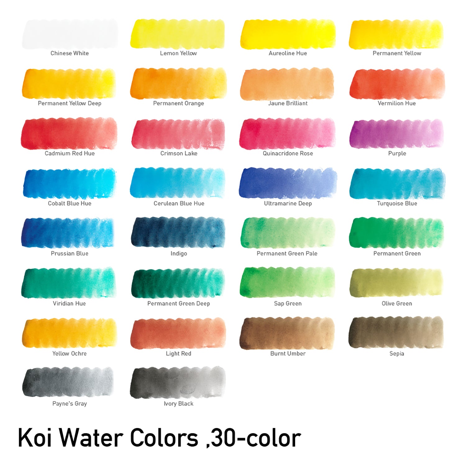 Koi Water Colors Field Sketch Box with Brush, 30 Colors