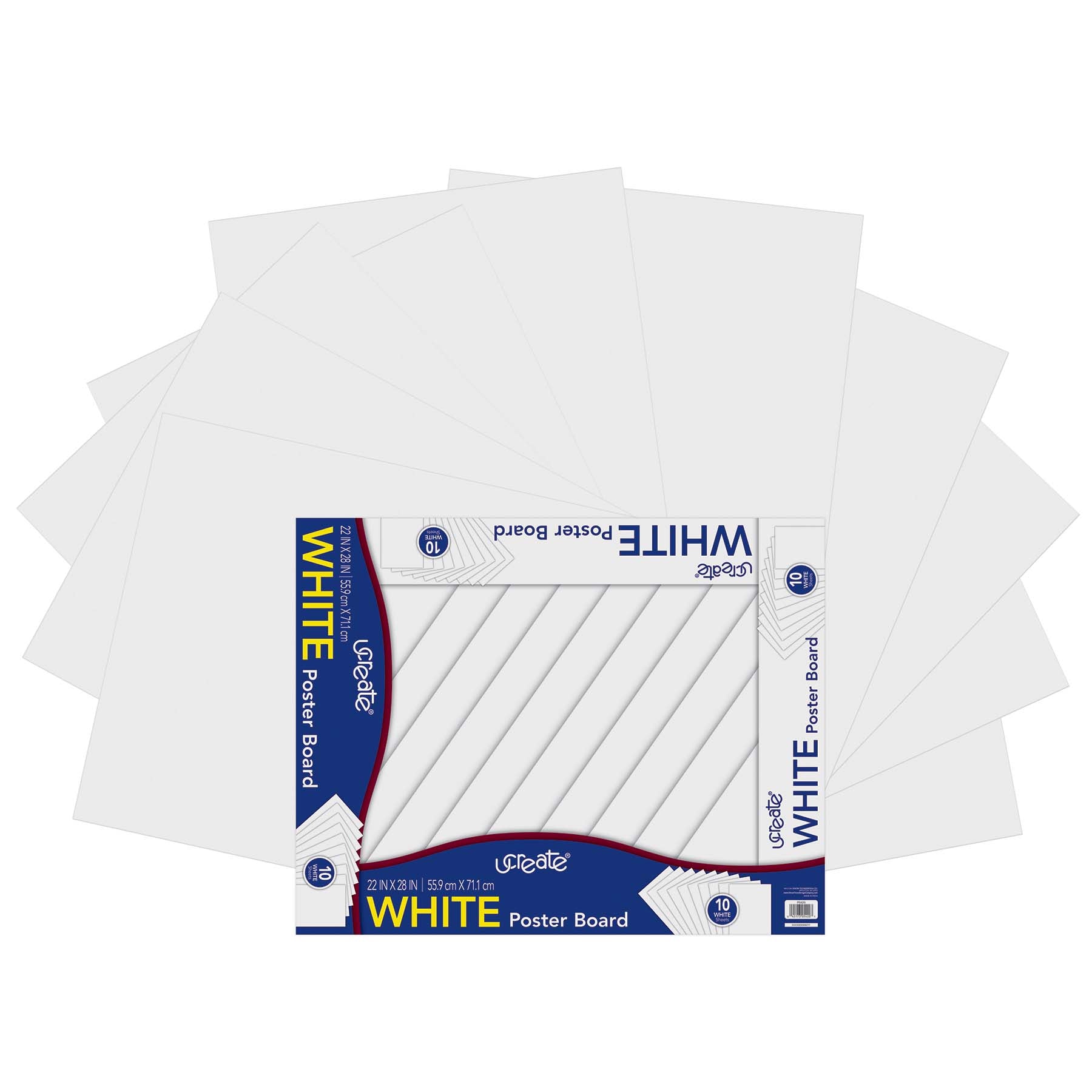 Poster Board, White, 22" x 28", 10 Sheets