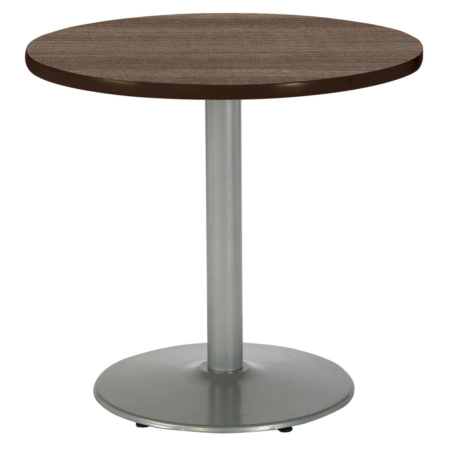 Pedestal Table with Four Sky Blue Kool Series Chairs, Round, 36" Dia x 29h, Studio Teak