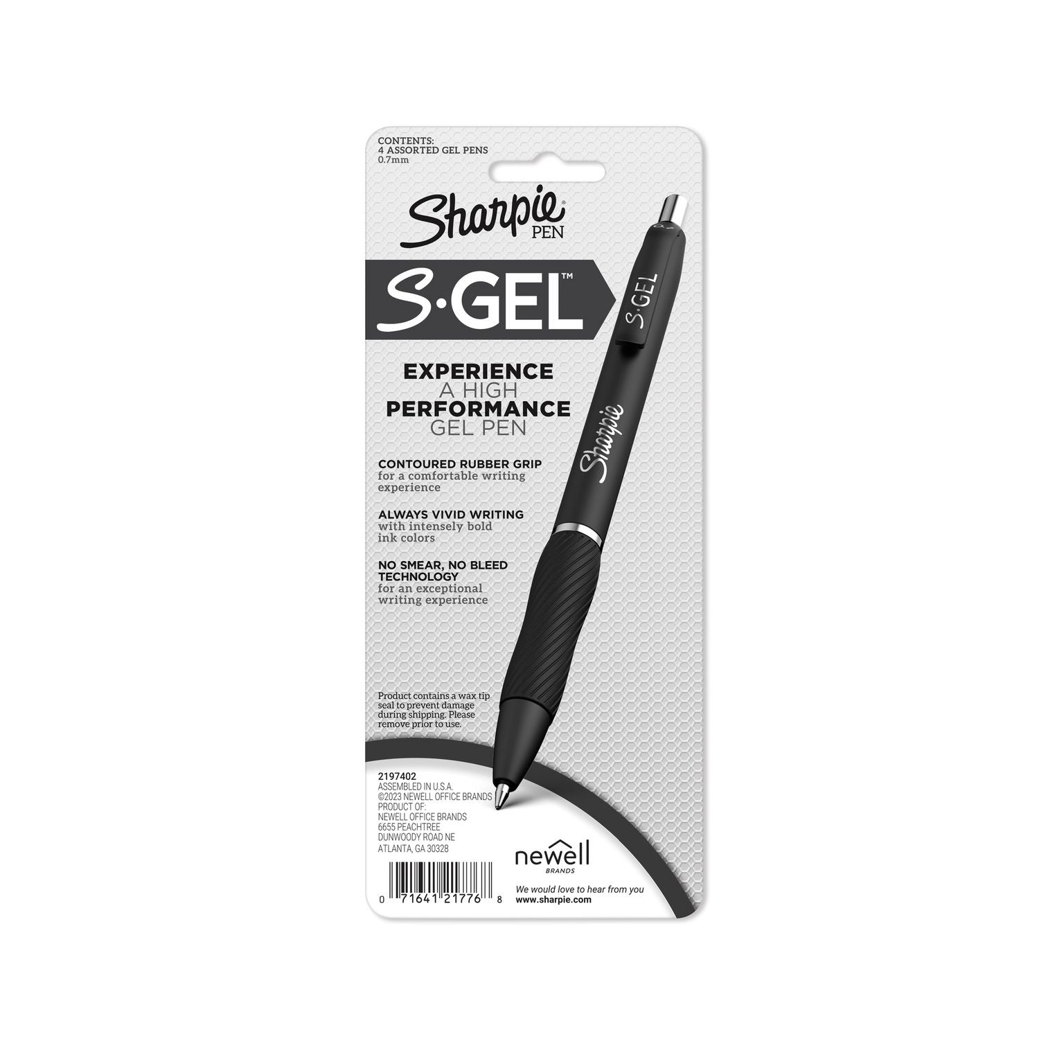 Sharpie S-Gel Pens - 0.7 mm Bold Pen Point - Assorted Ink - White Barrel - 4 / Pack