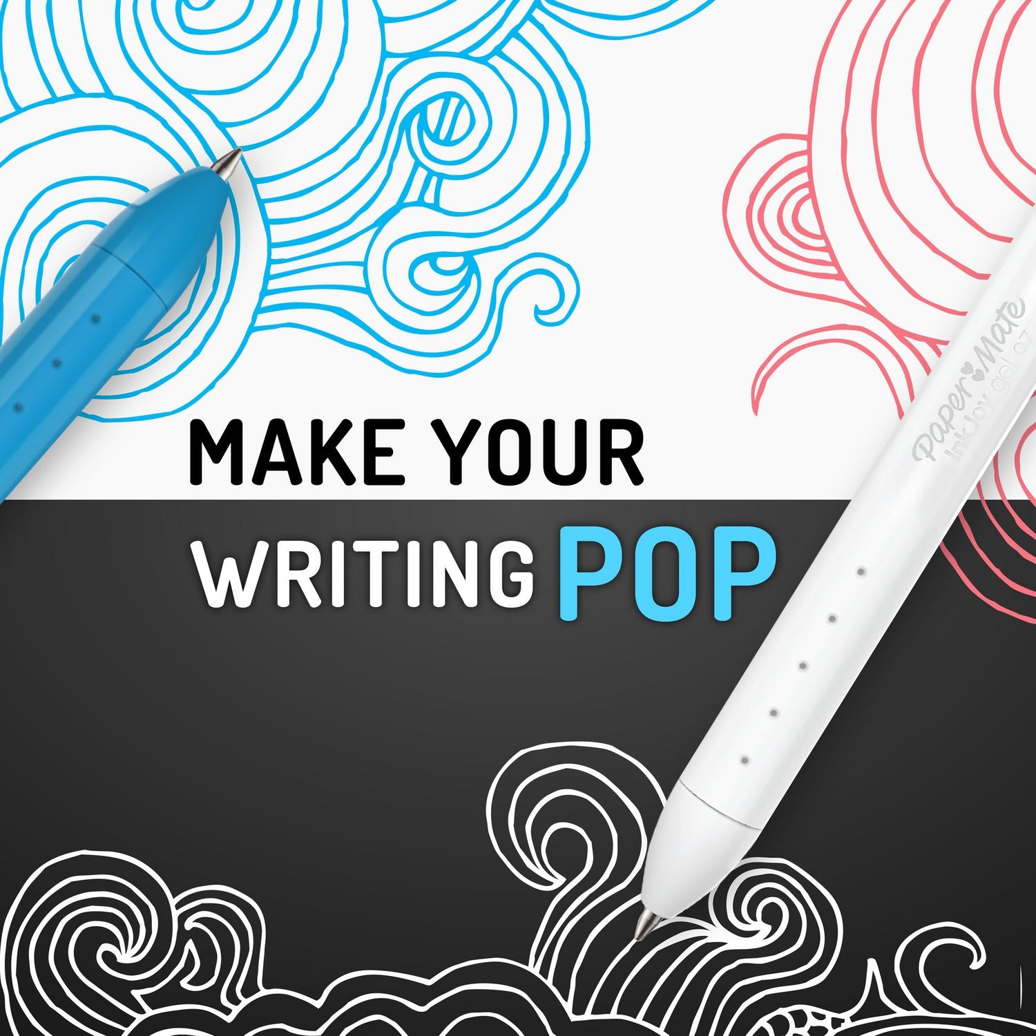 Paper Mate InkJoy Gel Bright! Pens, 0.7mm Medium Point, Retractable, White Ink, Gel-Based, 3 Pack