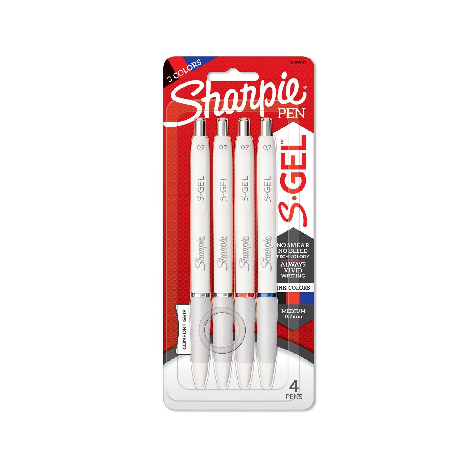 Sharpie S-Gel Pens - 0.7 mm Bold Pen Point - Assorted Ink - White Barrel - 4 / Pack
