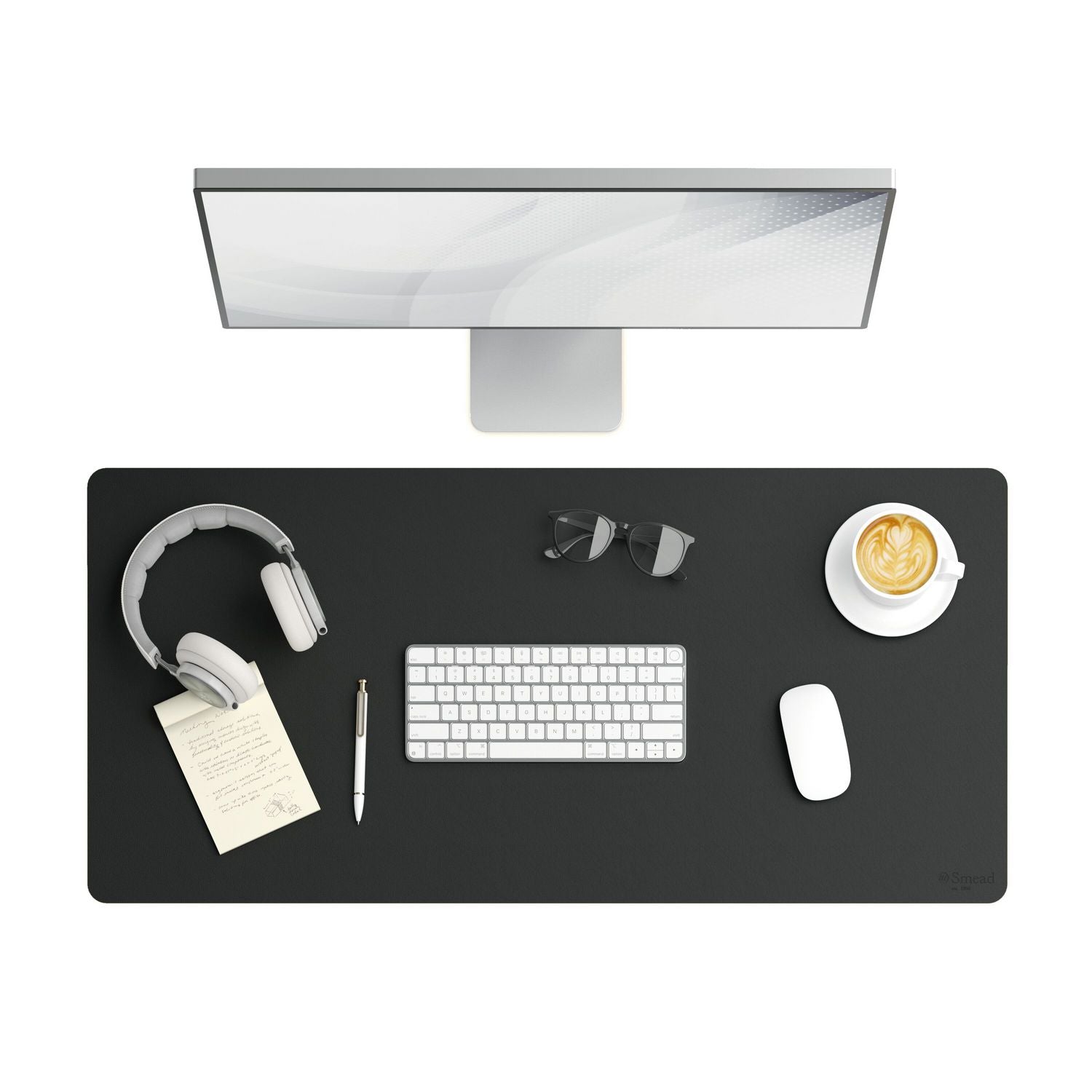 Smead Waterproof Desk Pad, Rectangular, 17" x 36", Vegan Leather, Faux Suede Backing, Charcoal, 1 Each