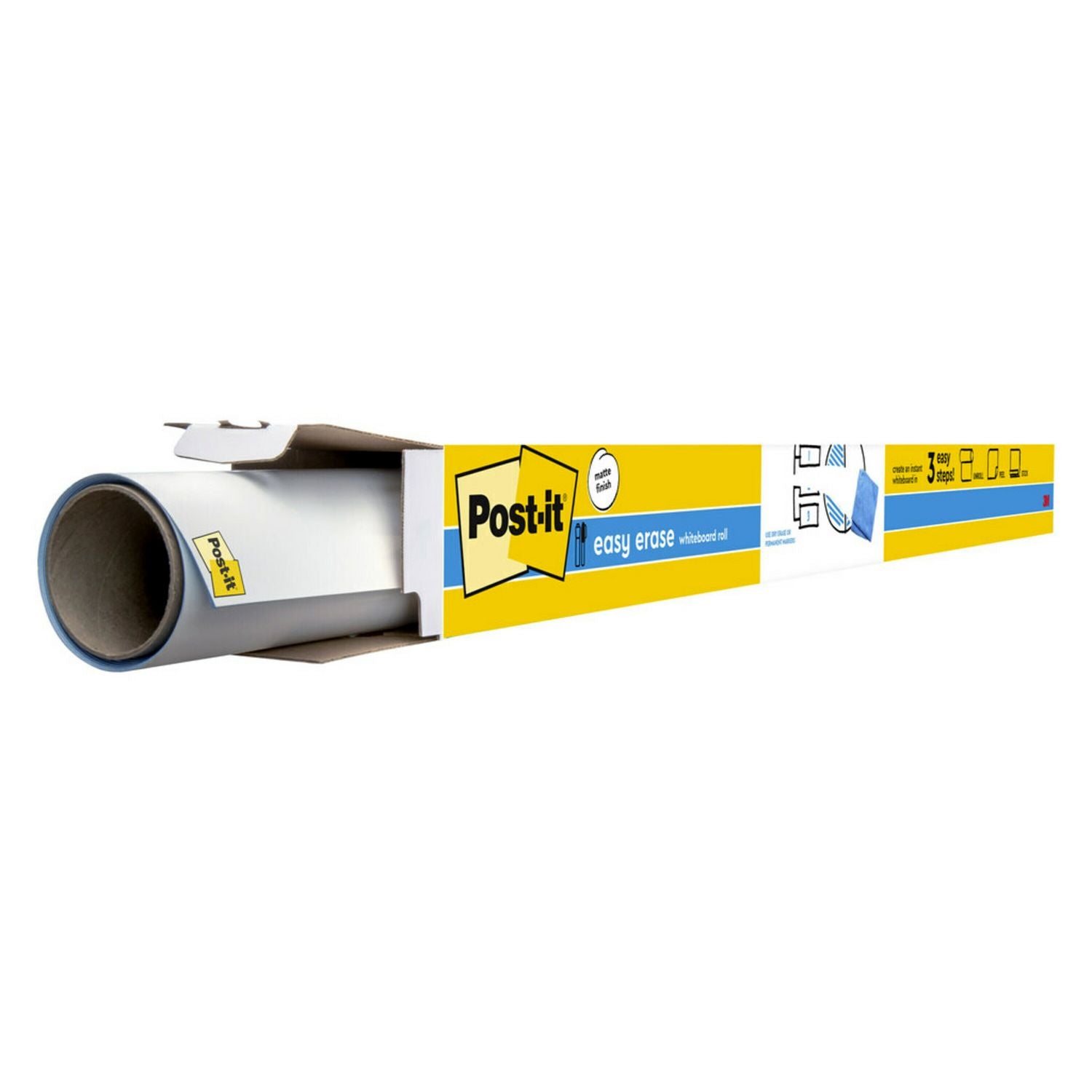 White Surface - White Sheet Color - Rectangle - 72" Length x 48" Width - Flexible, Stain Resistant, Easy Peel, Self-stick, Removable, Wipeable, Stain Proof - 1 Each