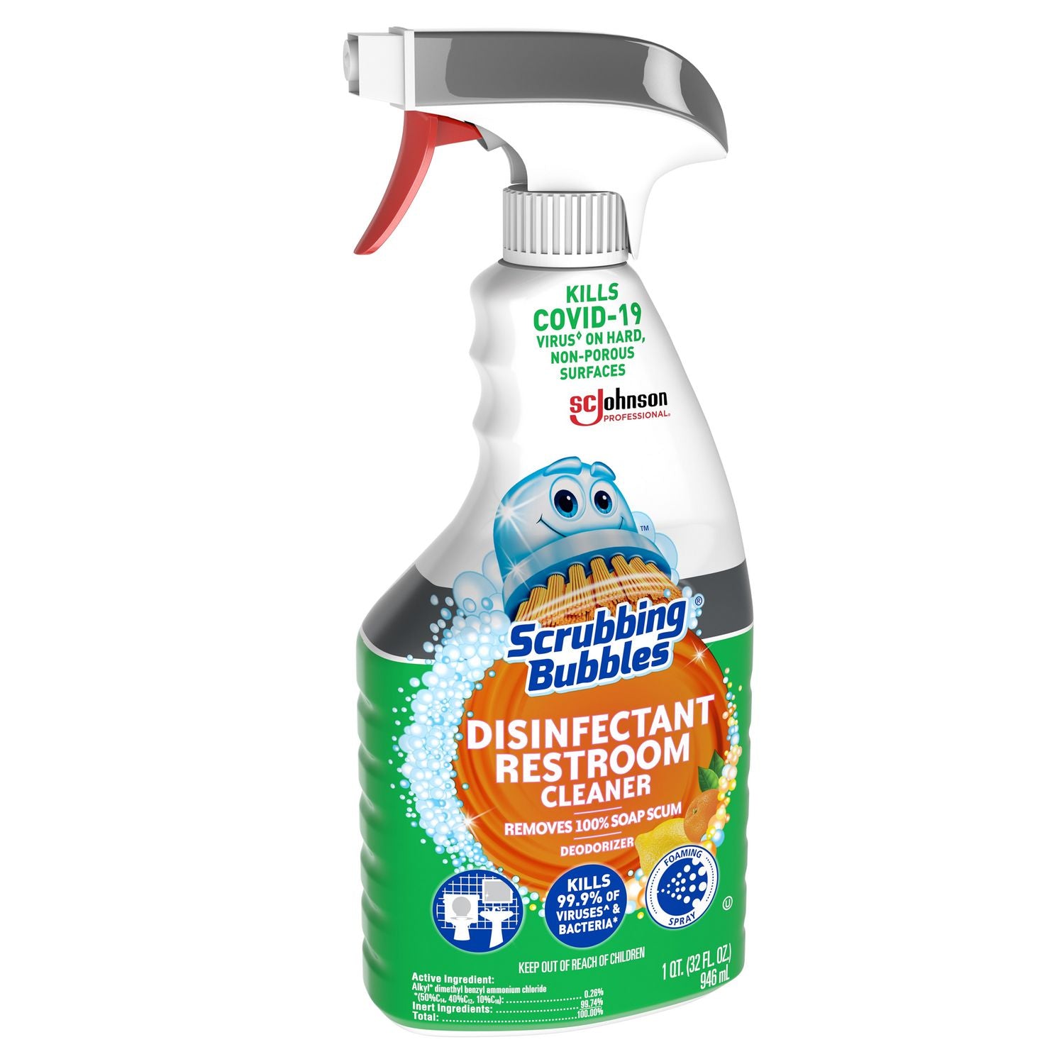 Disinfectant Restroom Cleaner, Citrus Scent, 32 oz Spray Bottle, 8/Carton