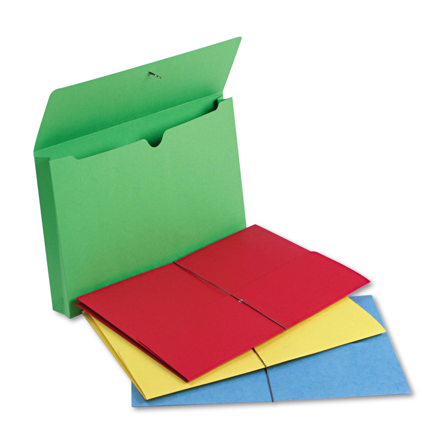Smead Legal Recycled File Wallet - 8 1/2" x 14" - 2" Expansion - 11 pt. - Blue, Green, Red, Yellow - Elastic Closure, Heavy Duty, Flap Closure - 10% Recycled - 50 / Box