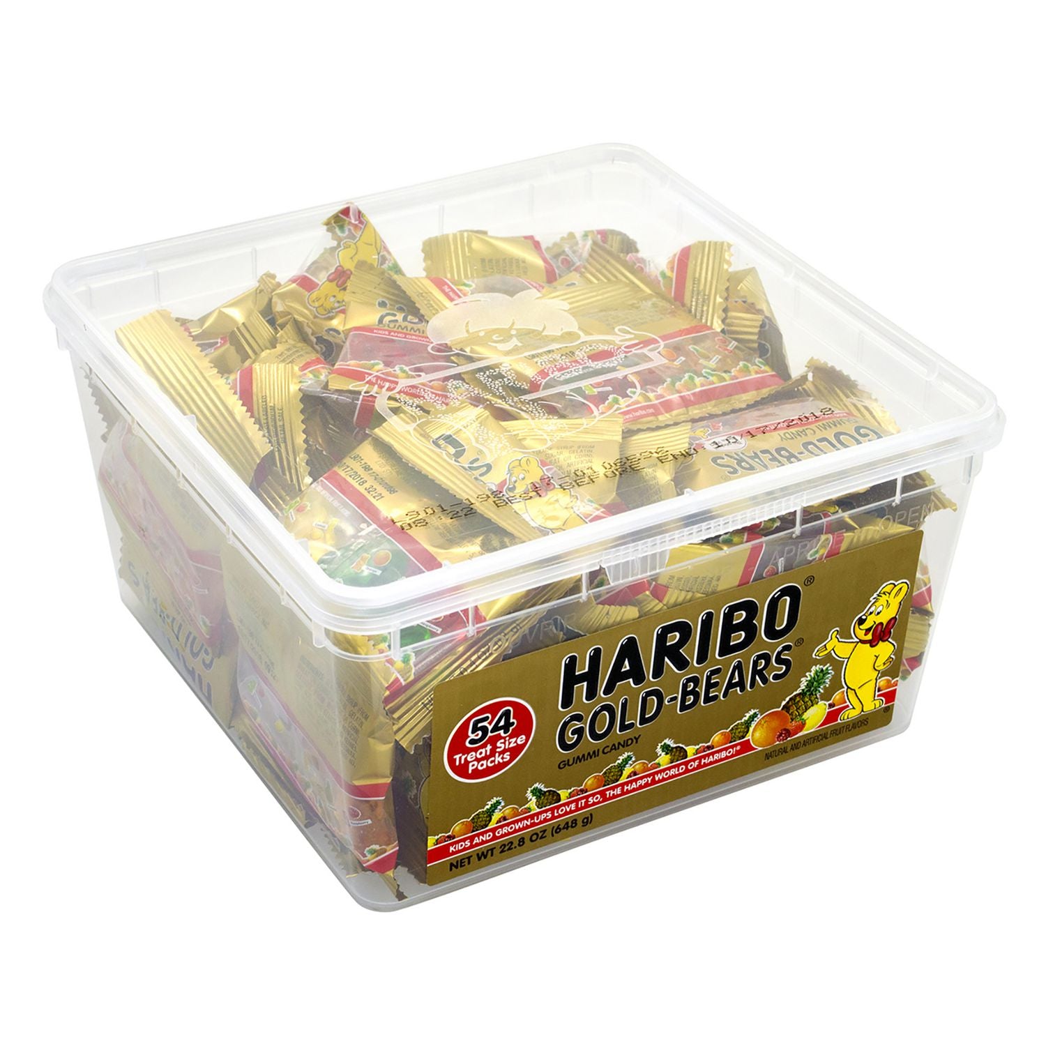Haribo Gold Gummi Bears Fruity, 0.40 oz, 54 per Bag, 108 Bags per Carton