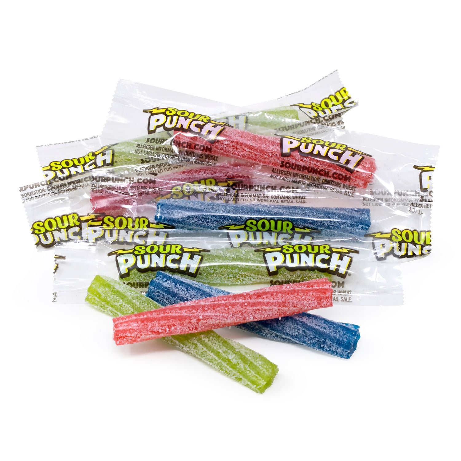 Green Rabbit Sour Punch Twists, Fruit Flavors, Individually Wrapped, 210 Pieces per Tub, 2 Tubs per Carton