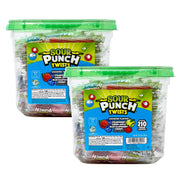 Green Rabbit Sour Punch Twists, Fruit Flavors, Individually Wrapped, 210 Pieces per Tub, 2 Tubs per Carton