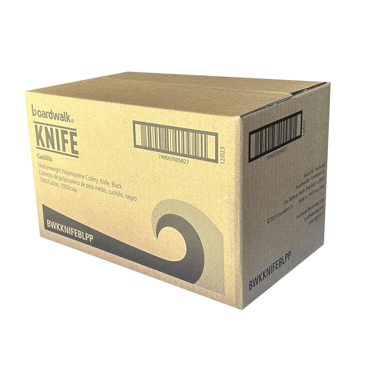 Mediumweight Polypropylene Cutlery, Knife, Plastic, Black, 1,000/Carton