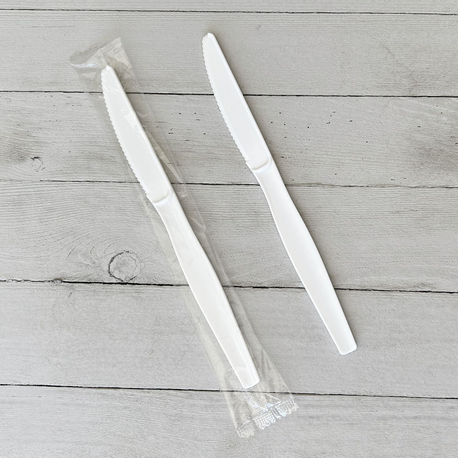 Heavyweight Wrapped Polystyrene Cutlery, Knife, Plastic, White, 1,000/Carton