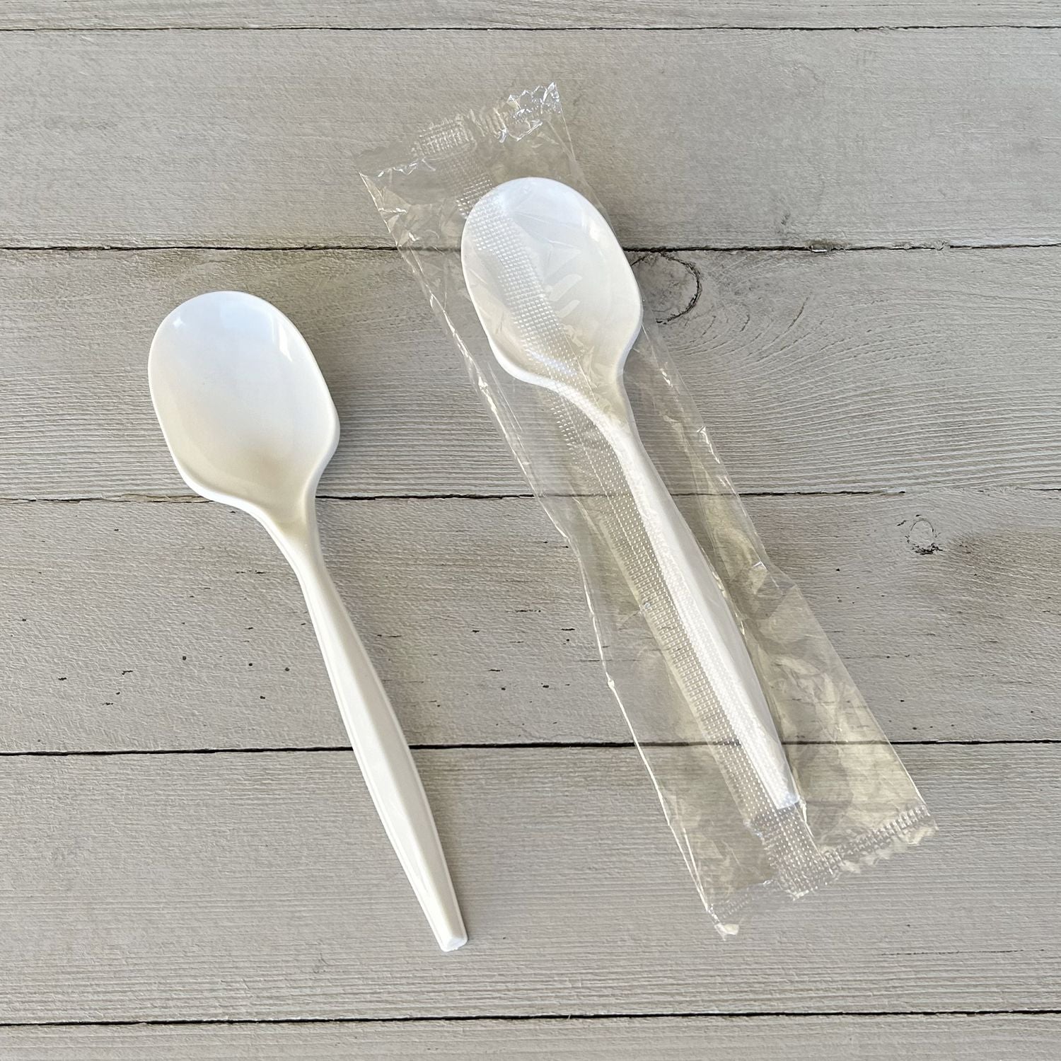Mediumweight Wrapped Polypropylene Cutlery, Soup Spoon, 4.86", Plastic, White, 1,000/Carton