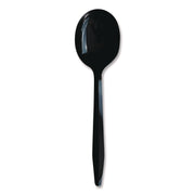 Heavyweight Polypropylene Cutlery, Soup Spoon, Plastic, Black, 1,000/Carton