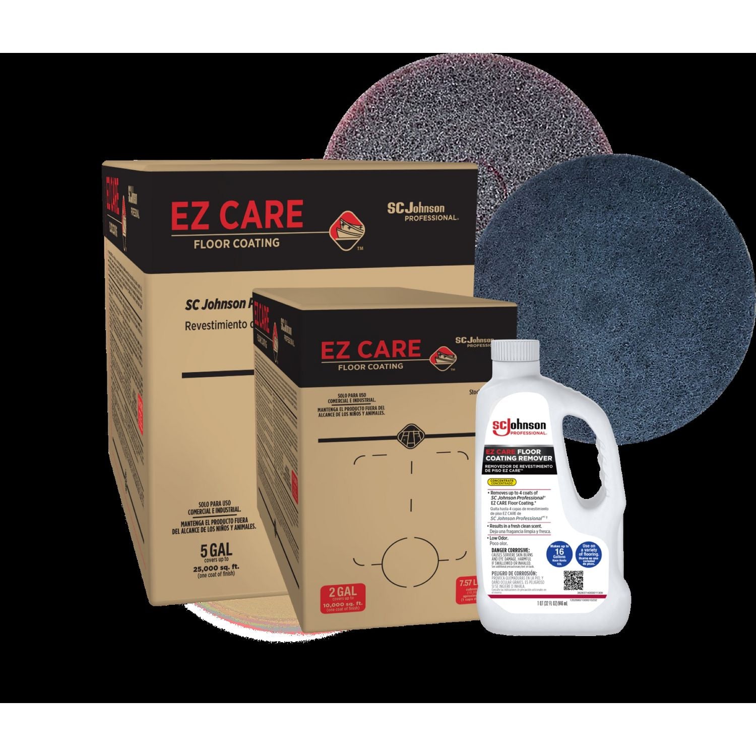 EZ Care Polishing Pad, 20" Diameter, Black/Gray, 2/Carton