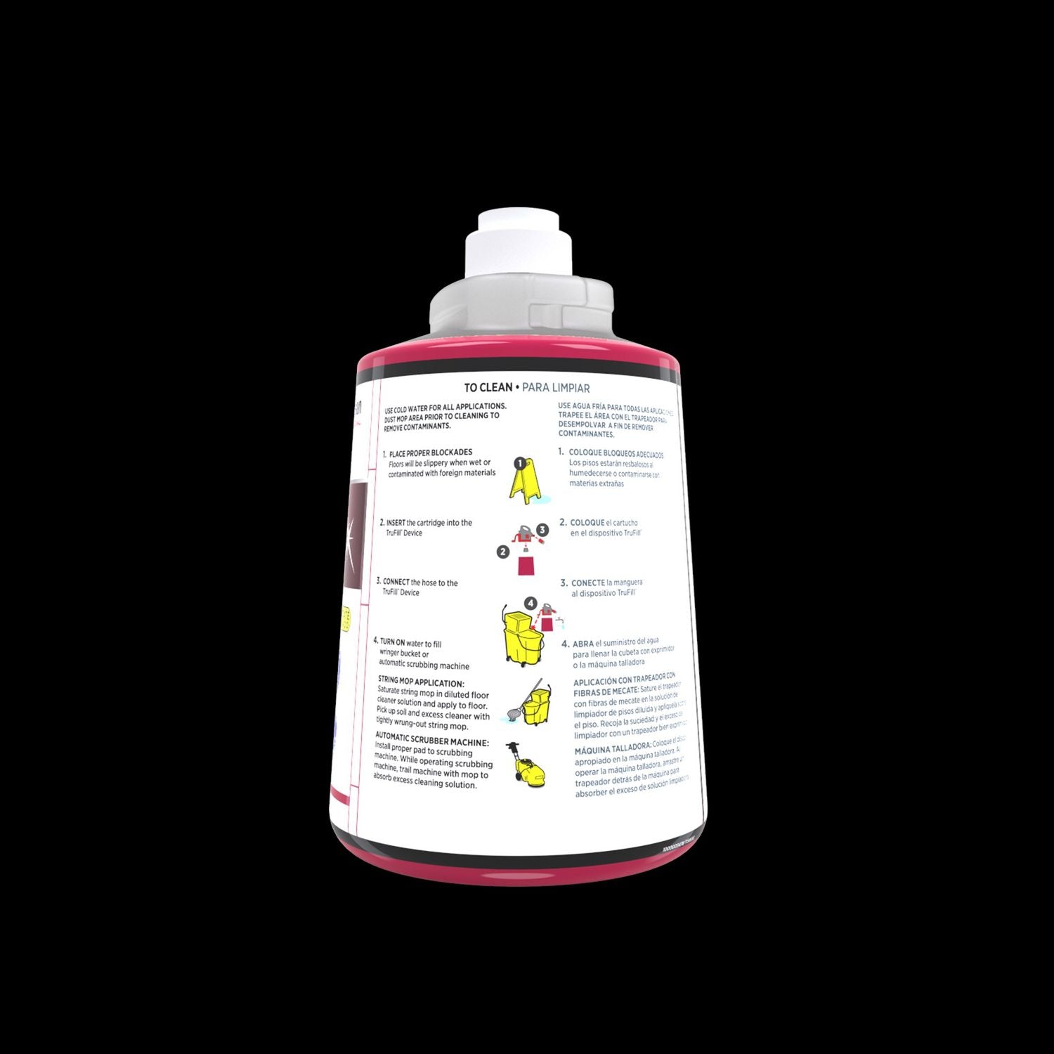 TruFill Heavy-Duty Floor Cleaner Concentrate, 67.6 fl oz (2.1 quart), Red Cartridge, 1 Each, Residue-Free, Dilutable, Heavy Duty