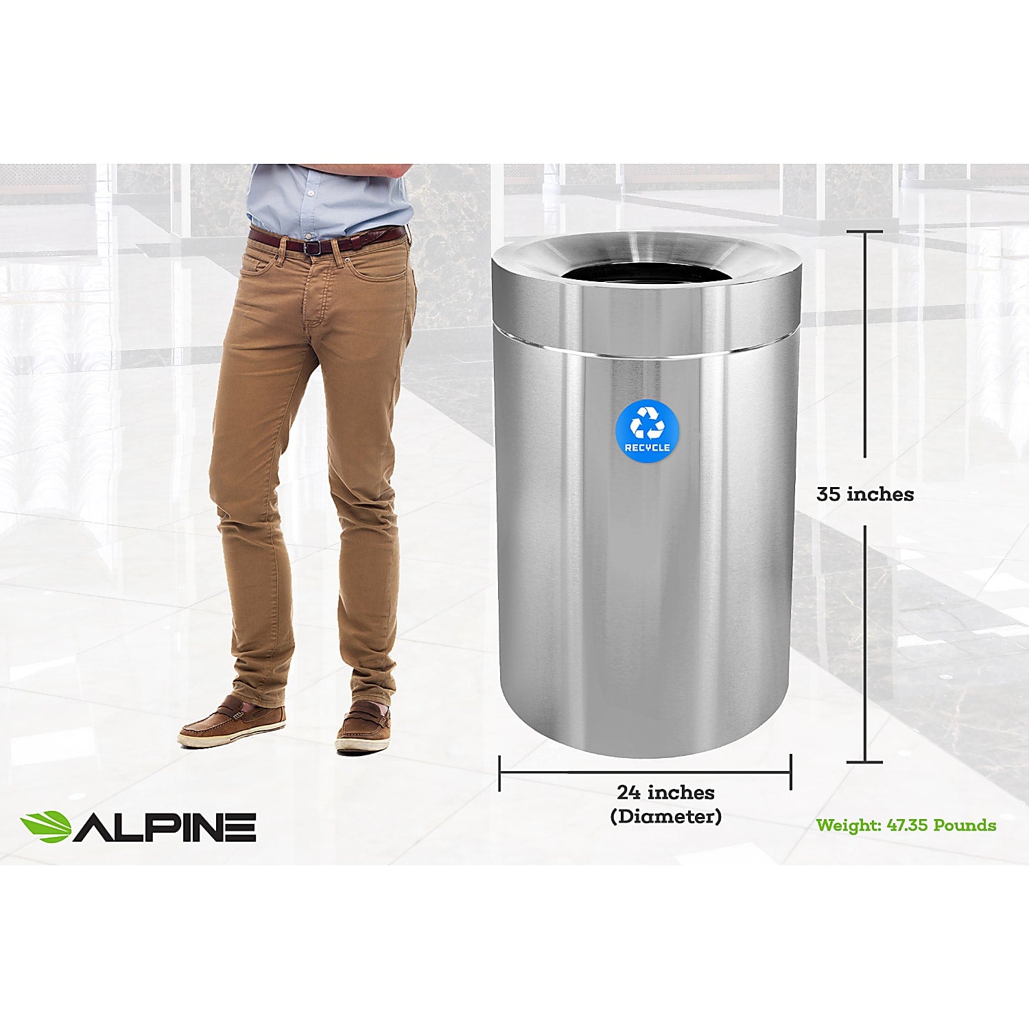 50 Gallon Stainless Steel Recycling Can