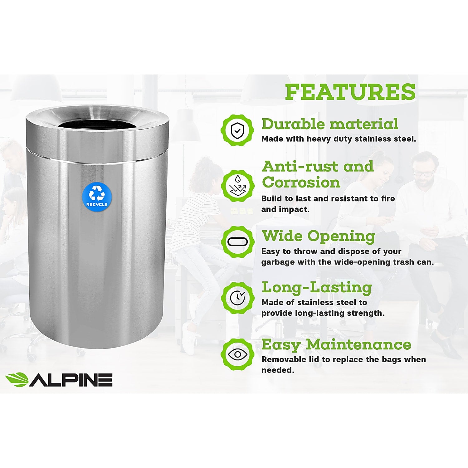 50 Gallon Stainless Steel Recycling Can