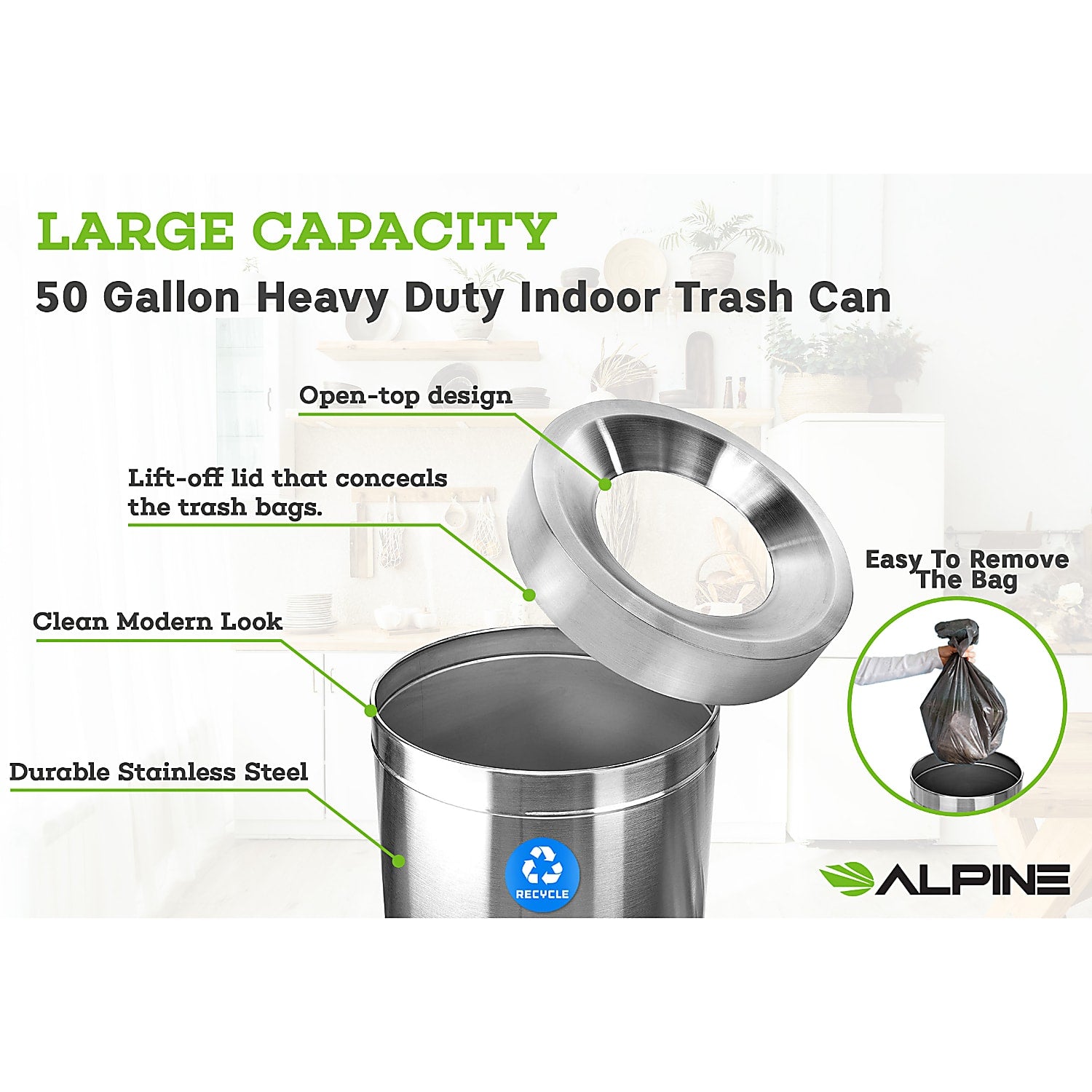 50 Gallon Stainless Steel Recycling Can