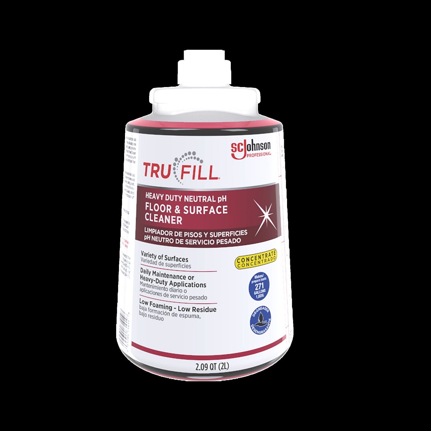 TruFill Heavy-Duty Floor Cleaner Concentrate, 67.6 fl oz (2.1 quart), Red Cartridge, 1 Each, Residue-Free, Dilutable, Heavy Duty