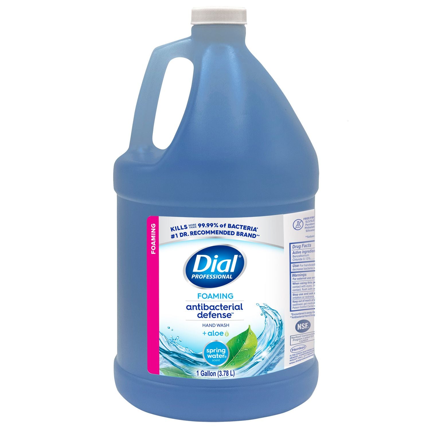 Dial Antibacterial Defense Foaming Handwash - Spring Water, Fresh Scent - 1 gal - Pump Dispenser - Bacteria Remover - Hand, Skin - Antibacterial - Blue - Cruelty-free, Sulfate-free, Paraben-free, Phthalate-free, Silicone-free, pH Balanced - 1 Each