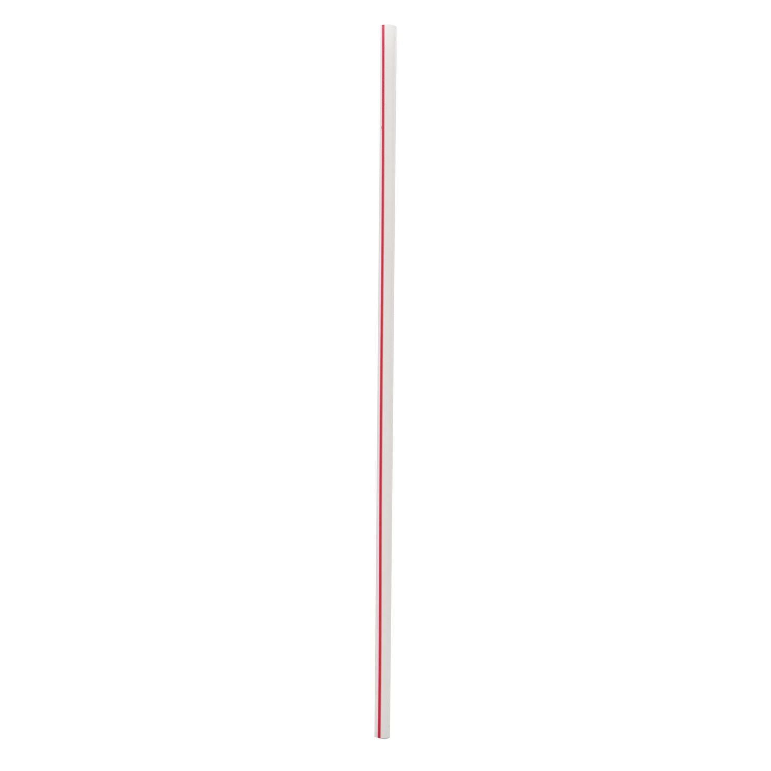 Wrapped Giant Straws, 10.25", Polypropylene, Red/White Striped, 1,200/Carton