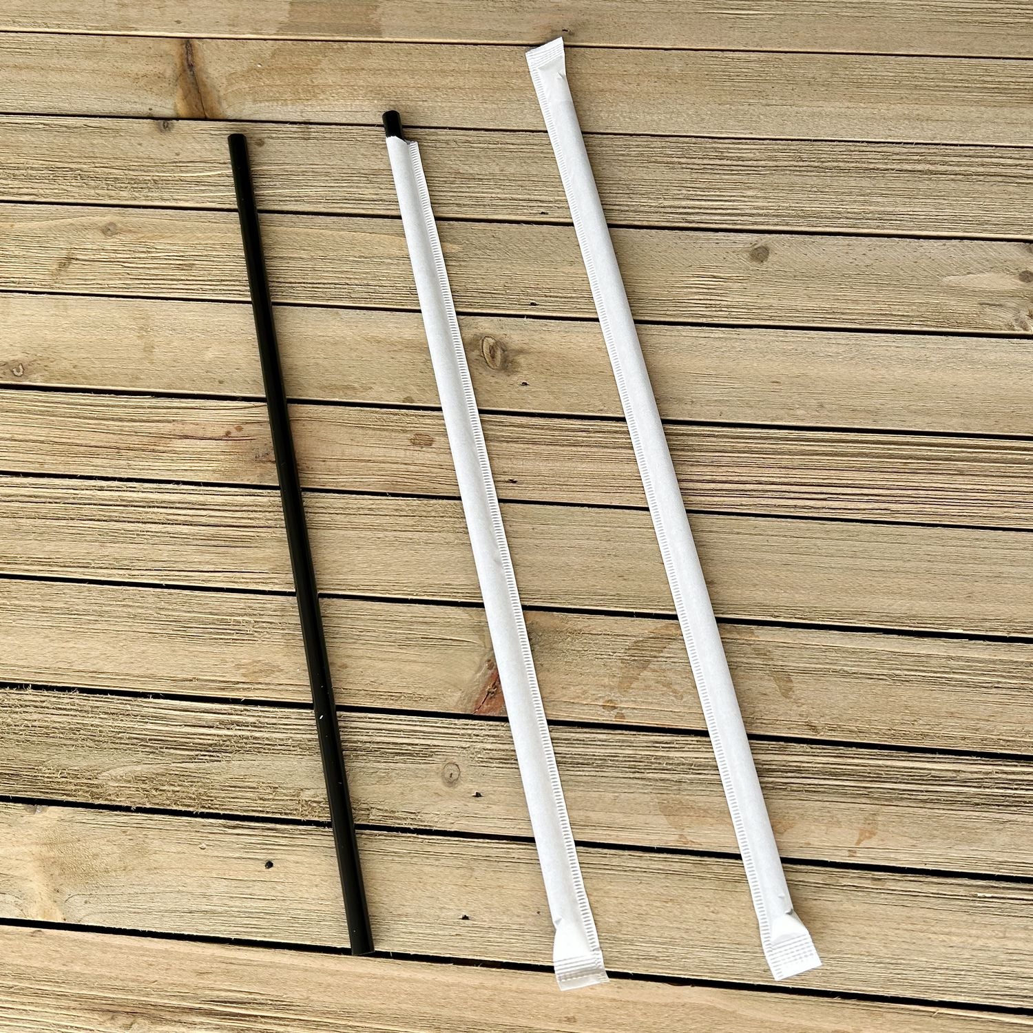 Wrapped Giant Straws, 10.25", Polypropylene, Black, 1,200/Carton