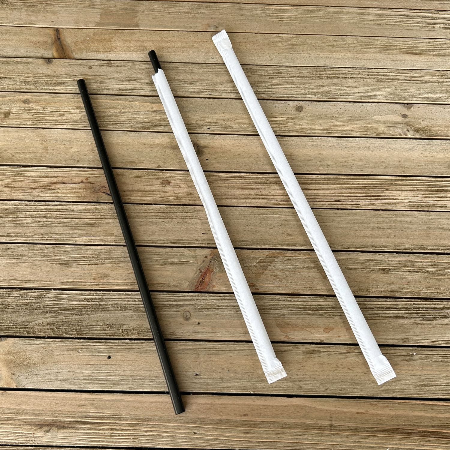 Wrapped Jumbo Straws, 10.25", Polypropylene, Black, 2,000/Carton