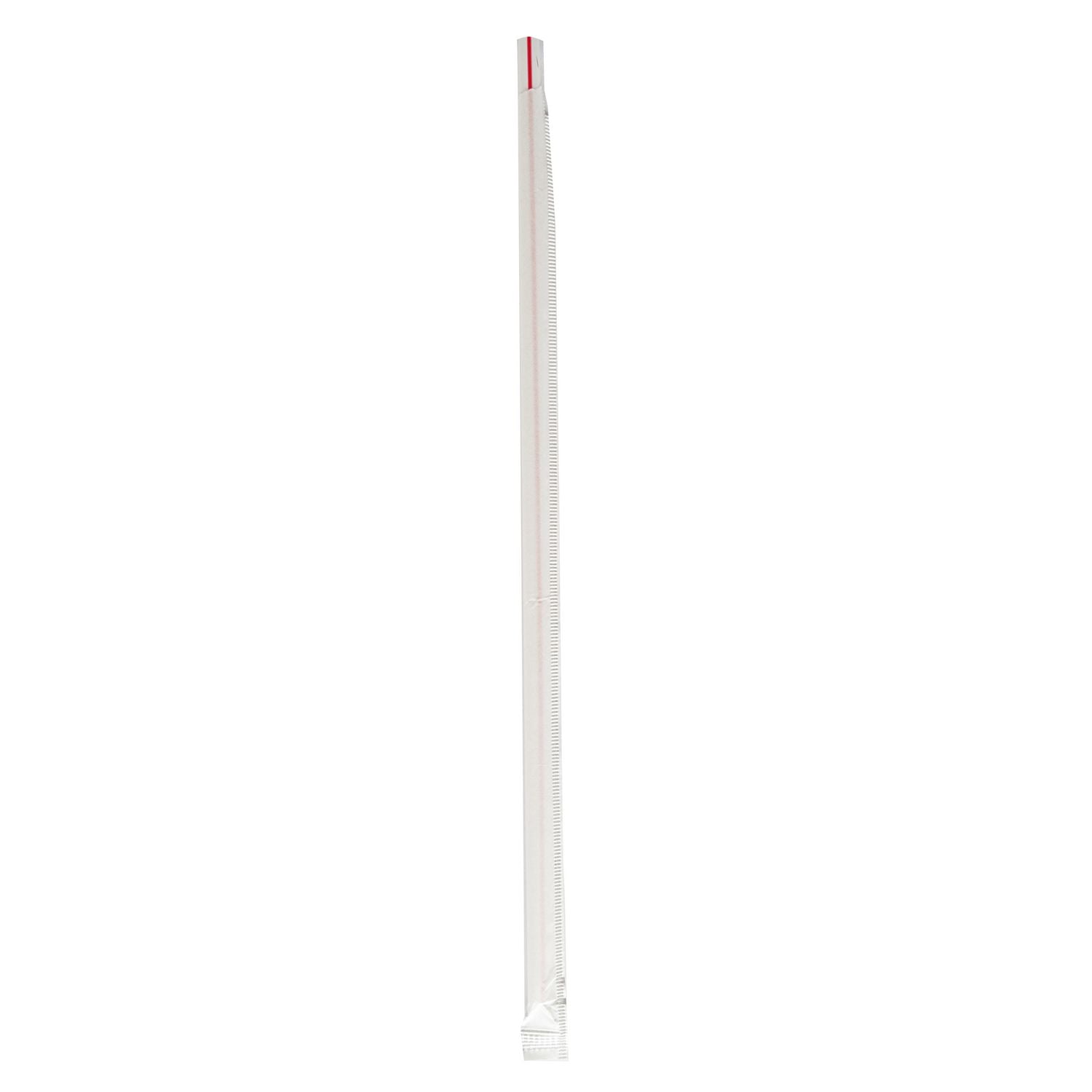 Wrapped Jumbo Straws, 10.25", Polypropylene, Red/White Striped, 2,000/Carton