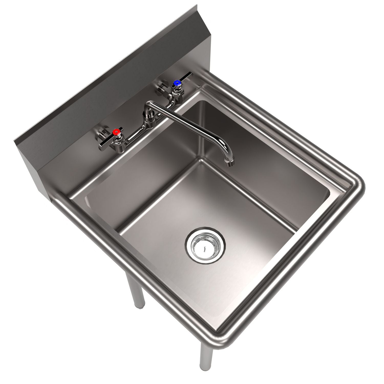 Stainless Steel Sink and Faucet Bundle, Sink/Faucet/Faucet Mounting Kit/Drain, 18" L x 18" W x 14" D
