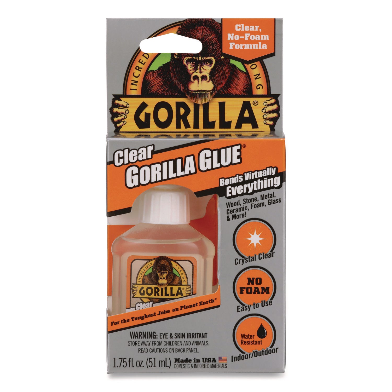 Gorilla Clear Gorilla Glue, 1.75 fl oz, Clear, 1 Each