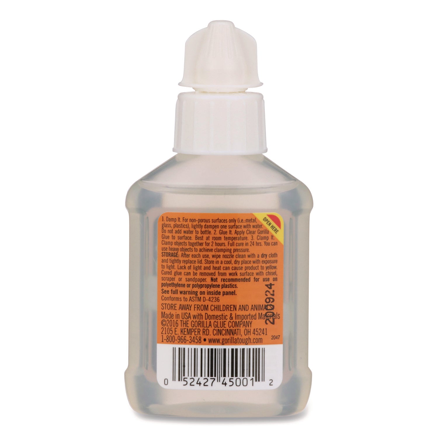 Gorilla Clear Gorilla Glue, 1.75 fl oz, Clear, 1 Each