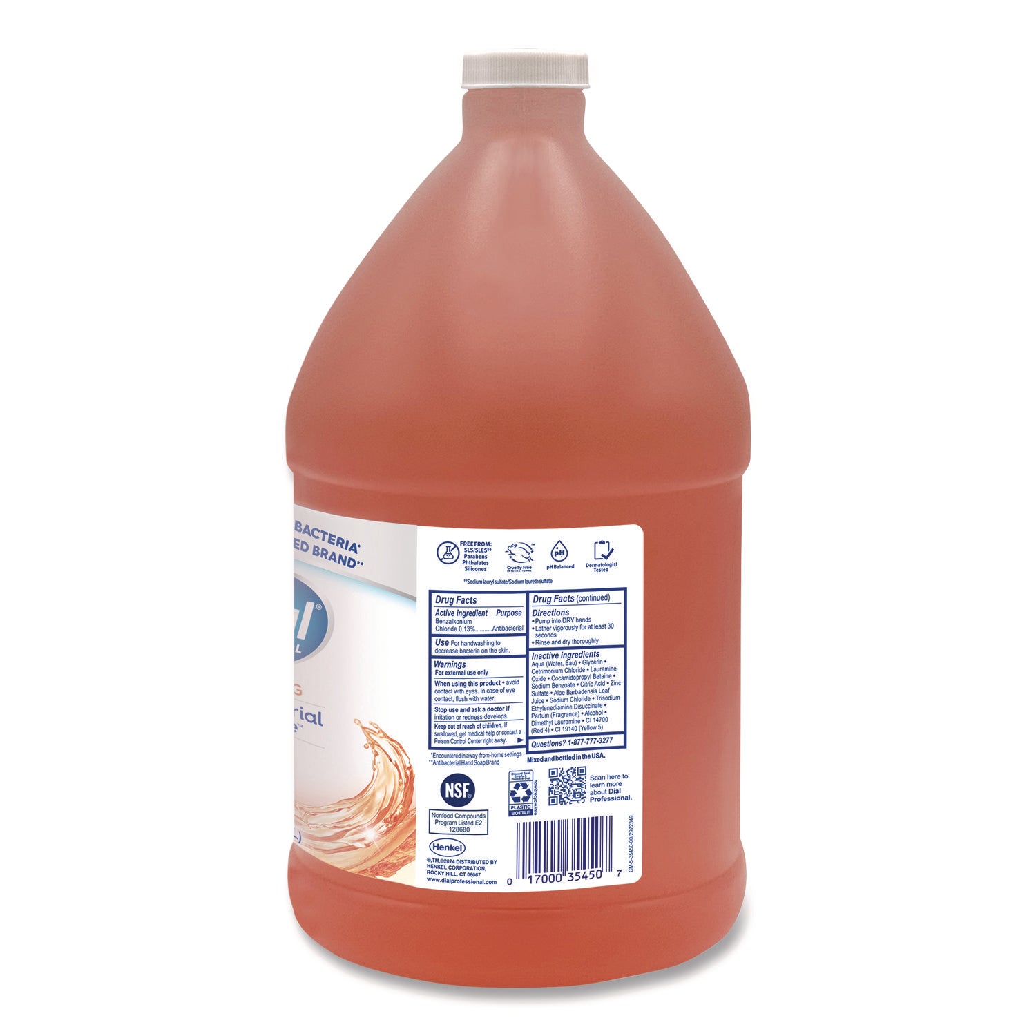 Dial Antibacterial Defense Foaming Handwash - Fresh Scent Scent - 1 gal - Pump Dispenser - Bacteria Remover - Hand, Skin - Antibacterial - Orange - Cruelty-free, Sulfate-free, Paraben-free, Phthalate-free, Silicone-free, pH Balanced - 1 Each