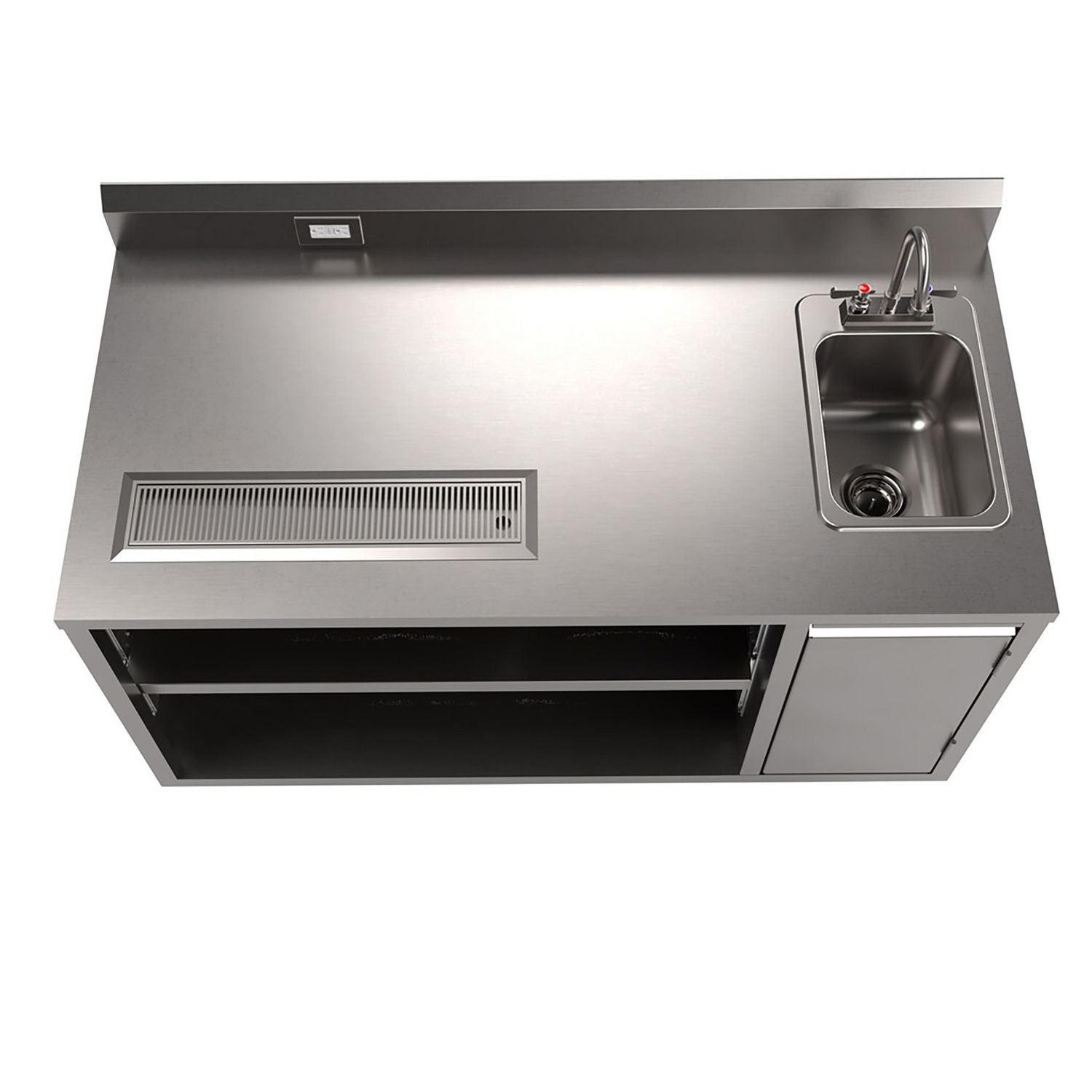 Stainless Steel Beverage Table with Right Sink, Rectangular, 30" x 60" x 41.5", Silver Top, Silver Base/Legs