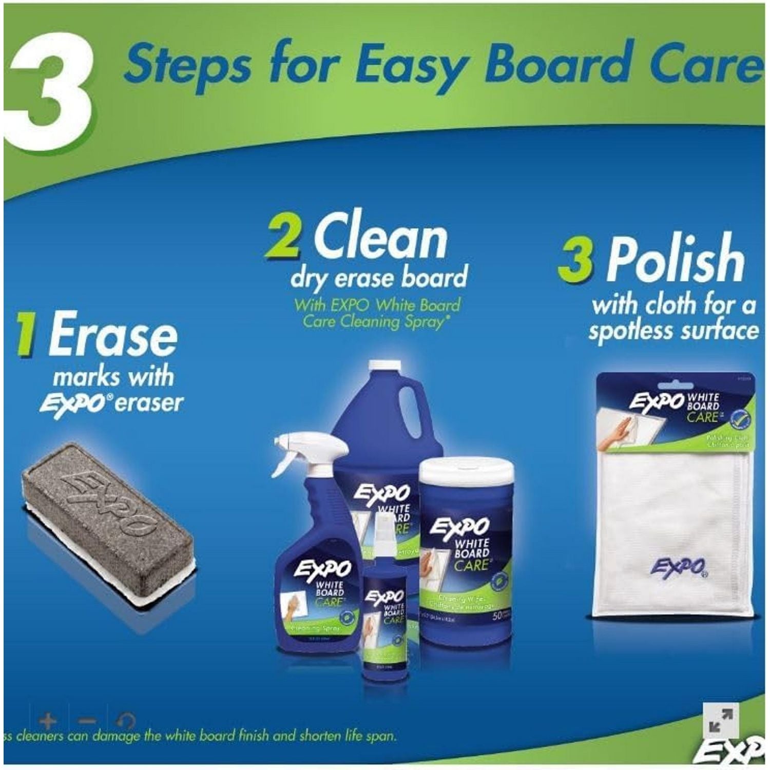 White Board CARE Dry Erase Surface Cleaner, 8 oz Spray Bottle, 12/Carton