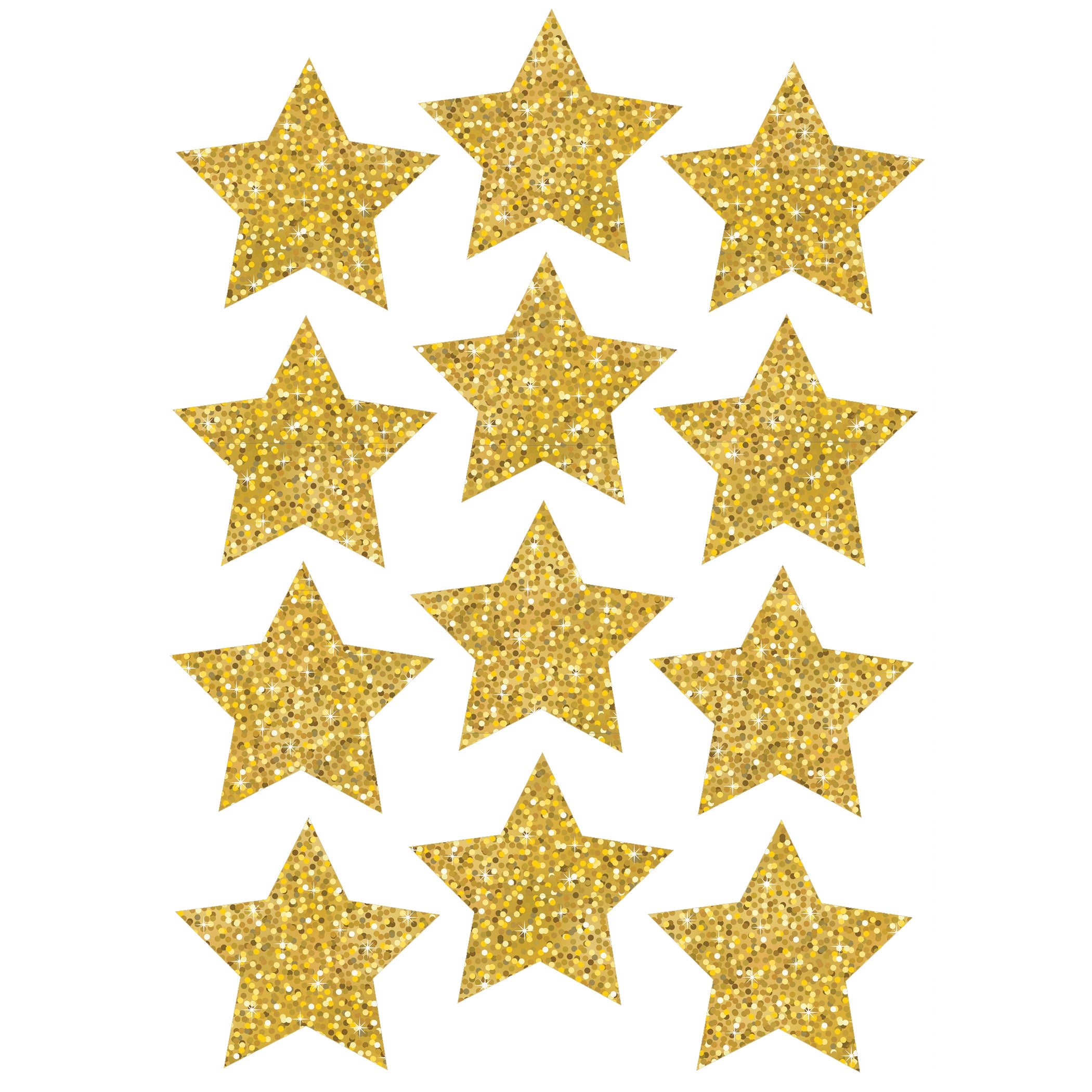 Die-Cut Magnets, 3" Gold Sparkle Stars, Pack of 12